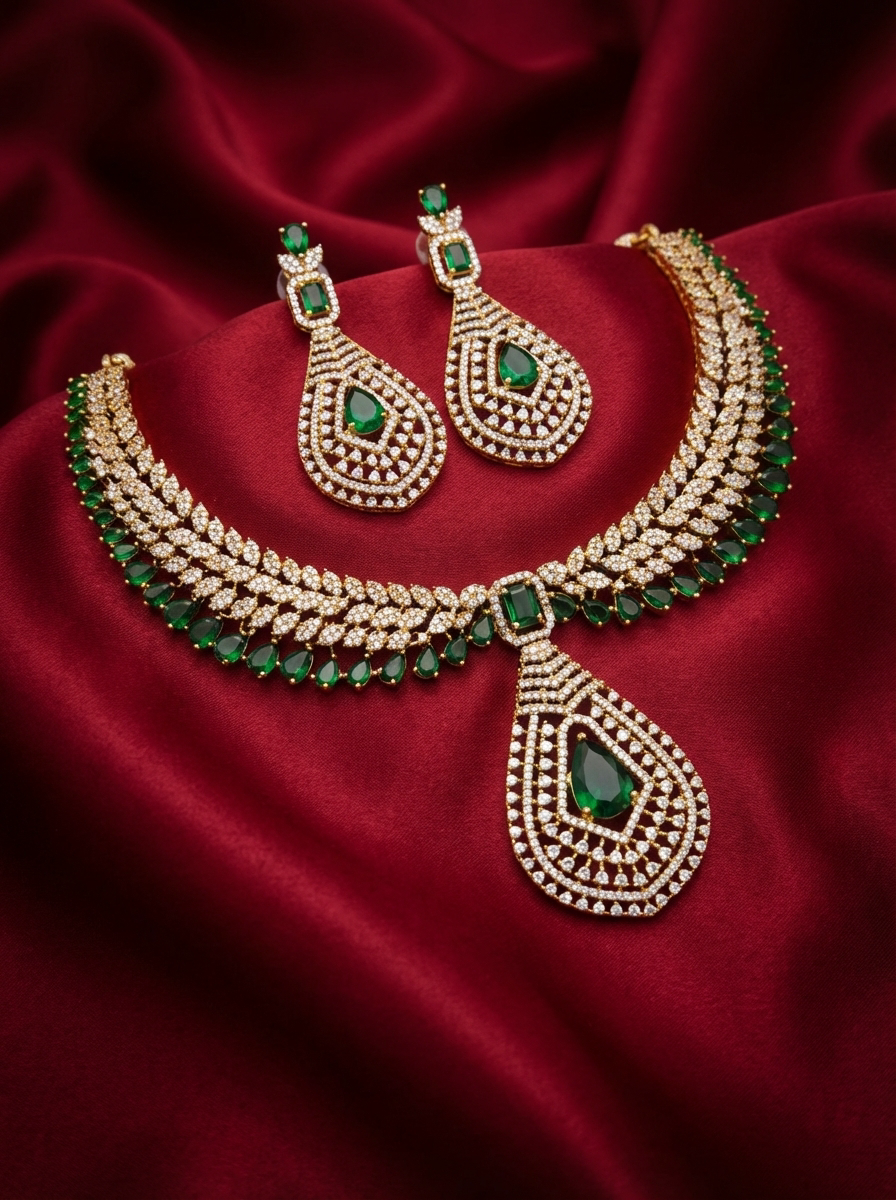 Green Stone Necklace Set