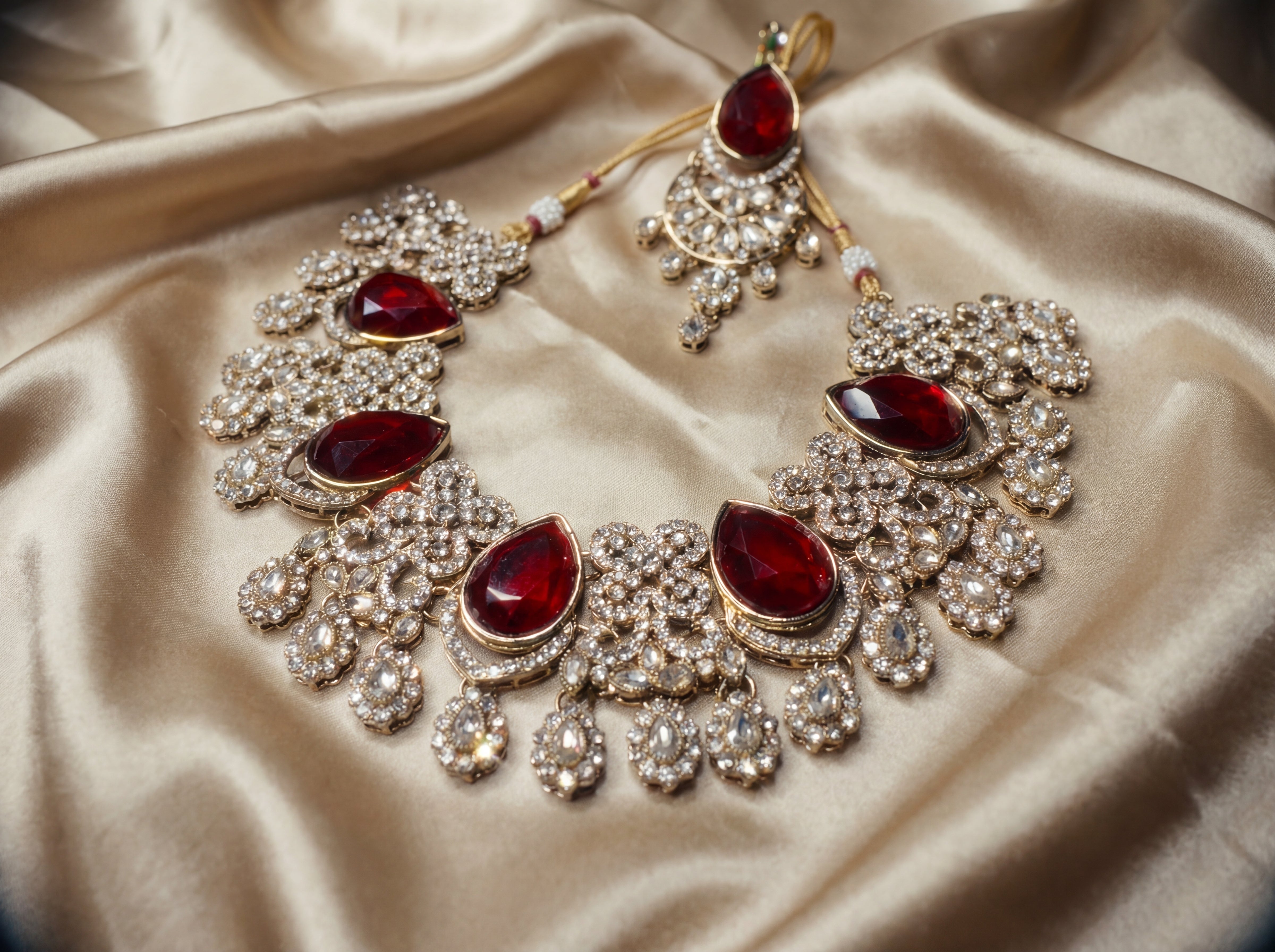 Red Stone Kundan Necklace Set