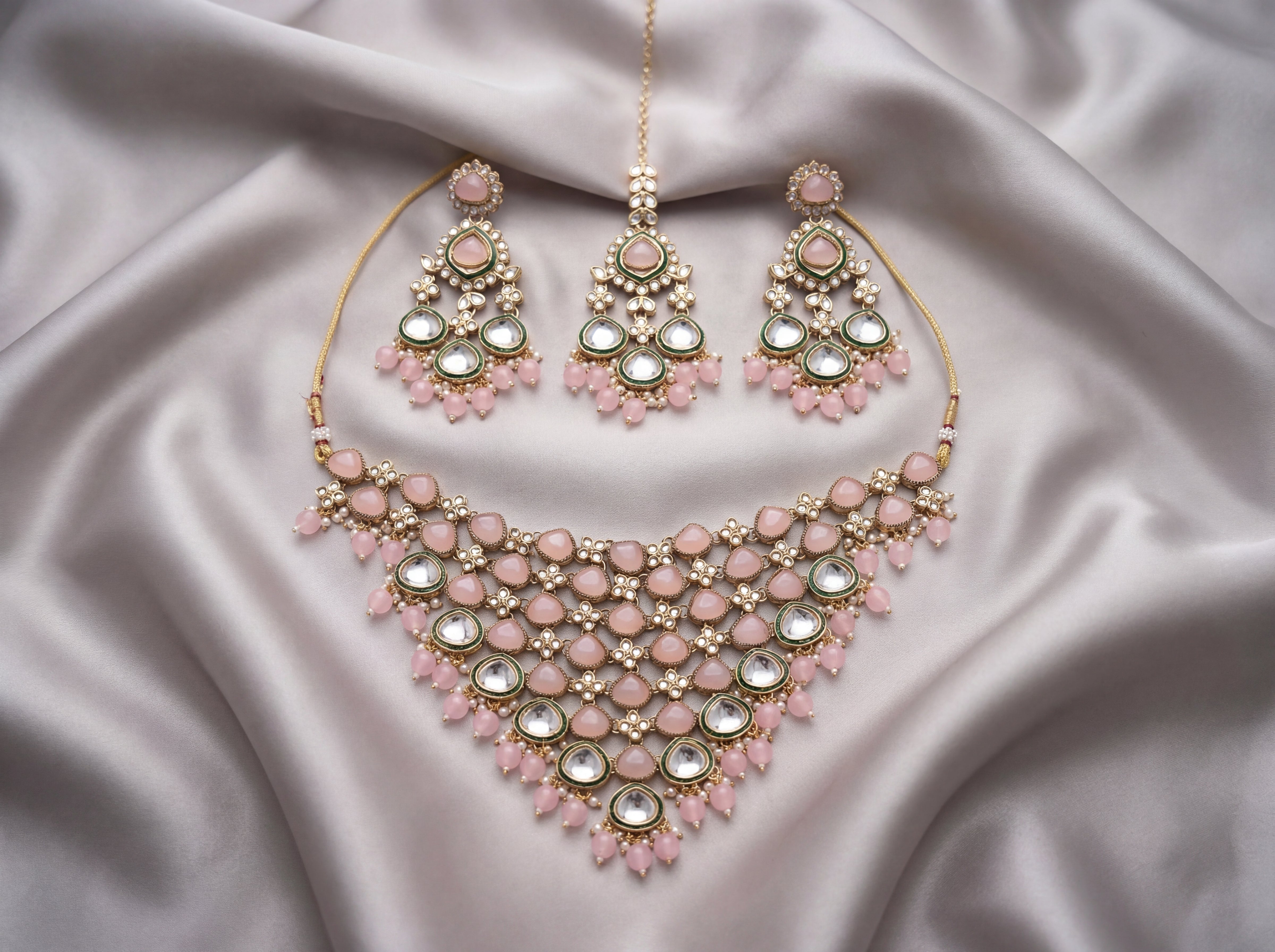 Pink Stone Necklace Set