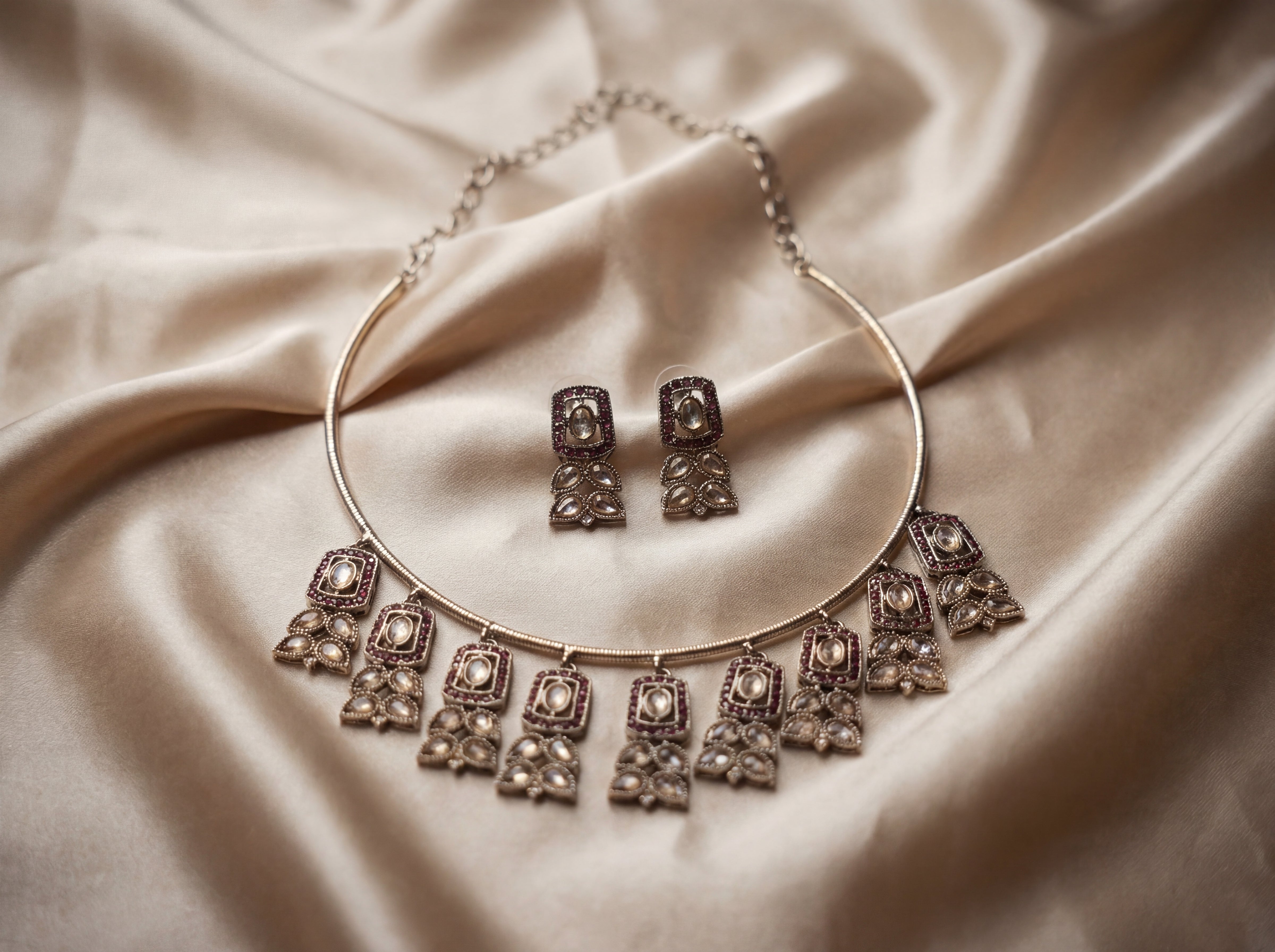 Stone Choker Necklace Set