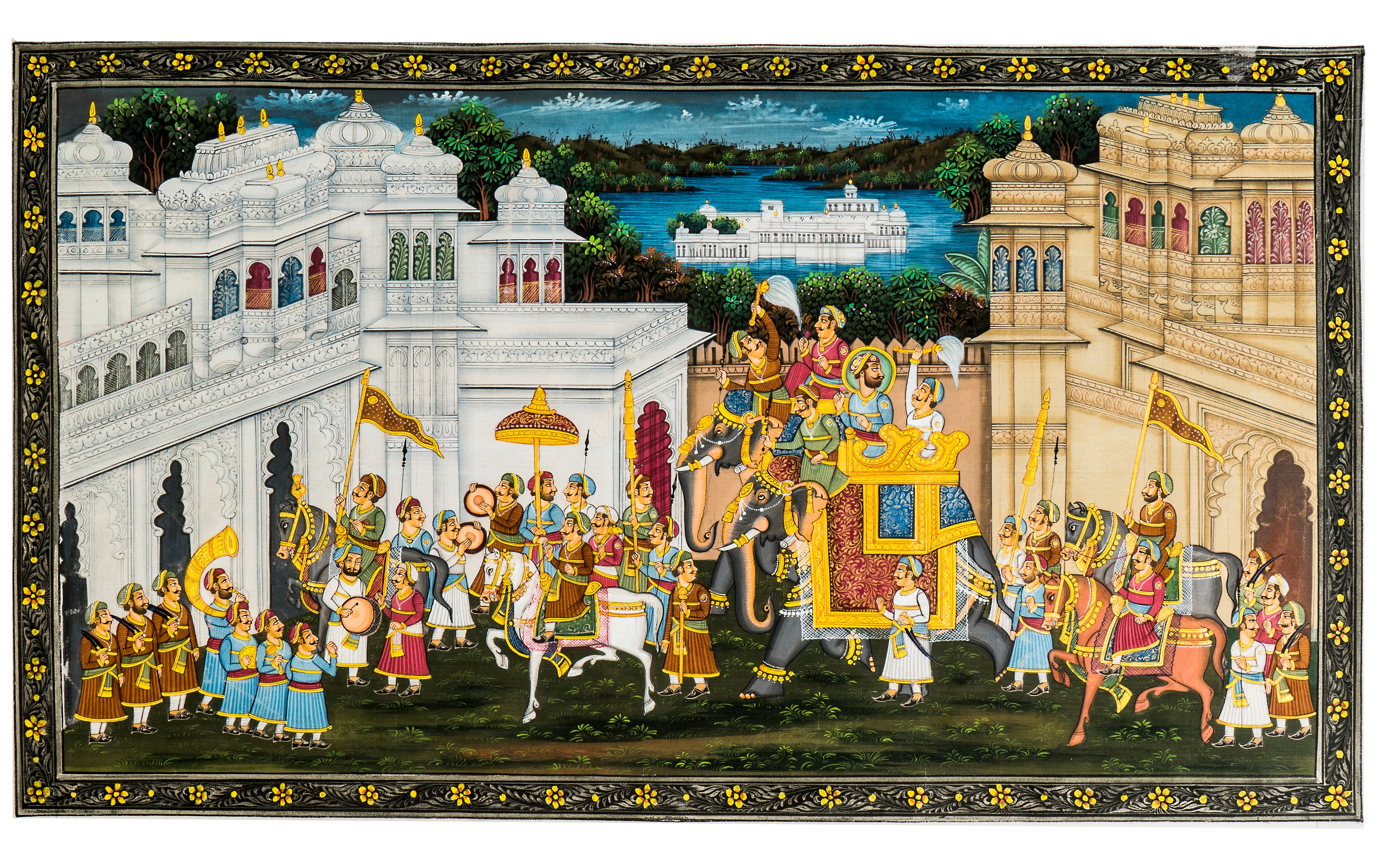 Royal Palace Procession Miniature Cloth Painting