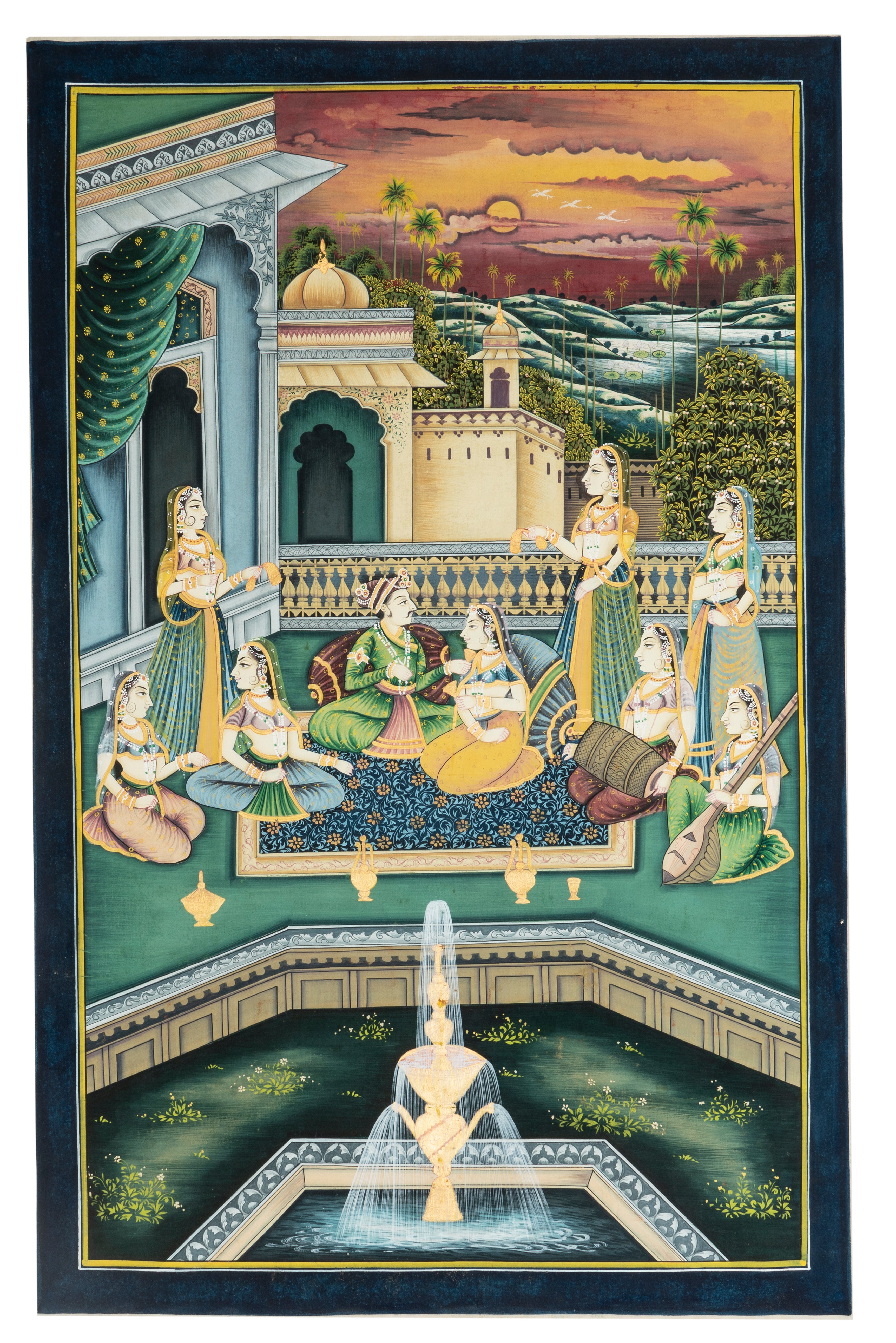 Royal Palace Evening Gathering Miniature Cloth Painting