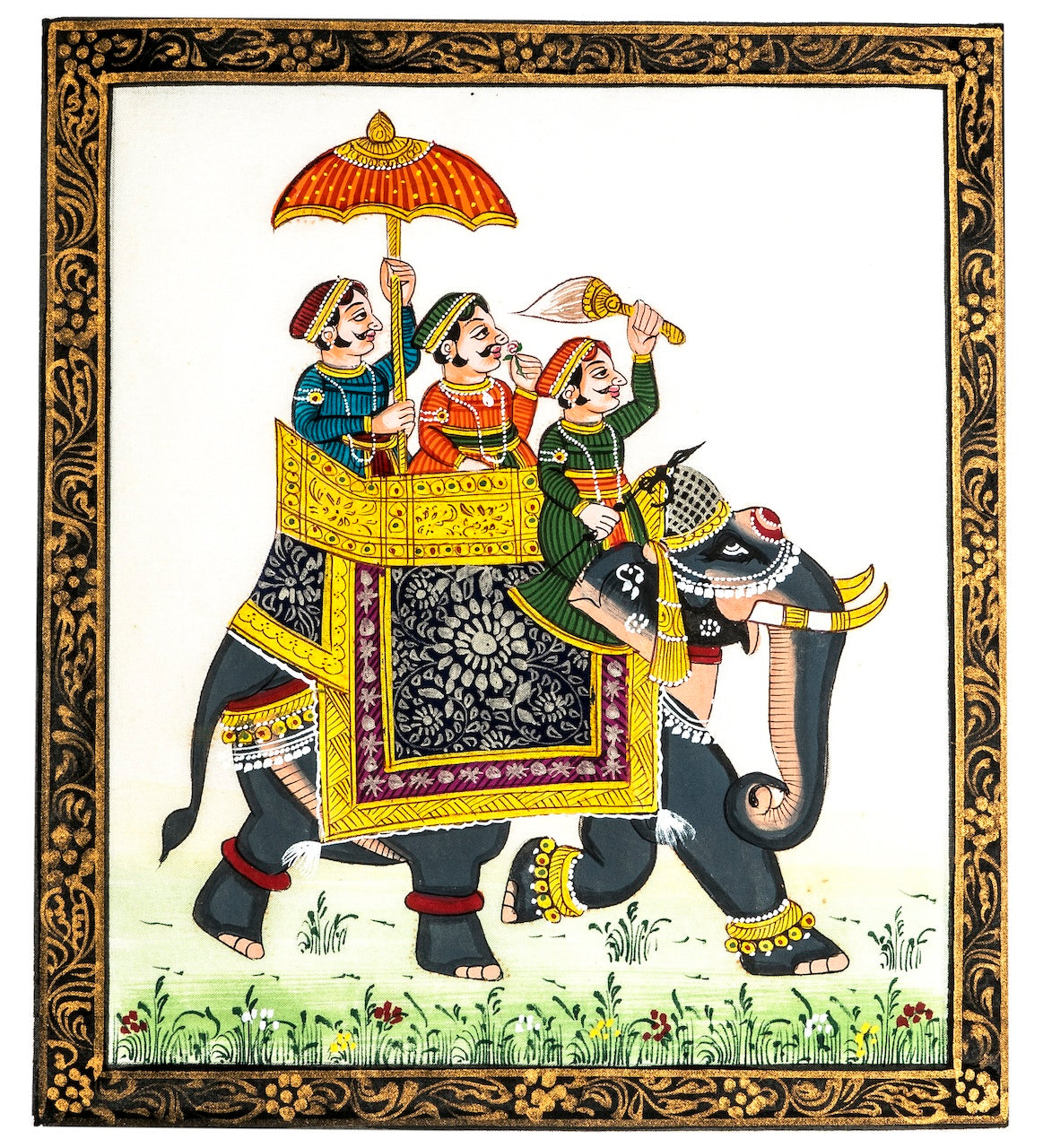 Royal Elephant Ride Procession Miniature Cloth Painting