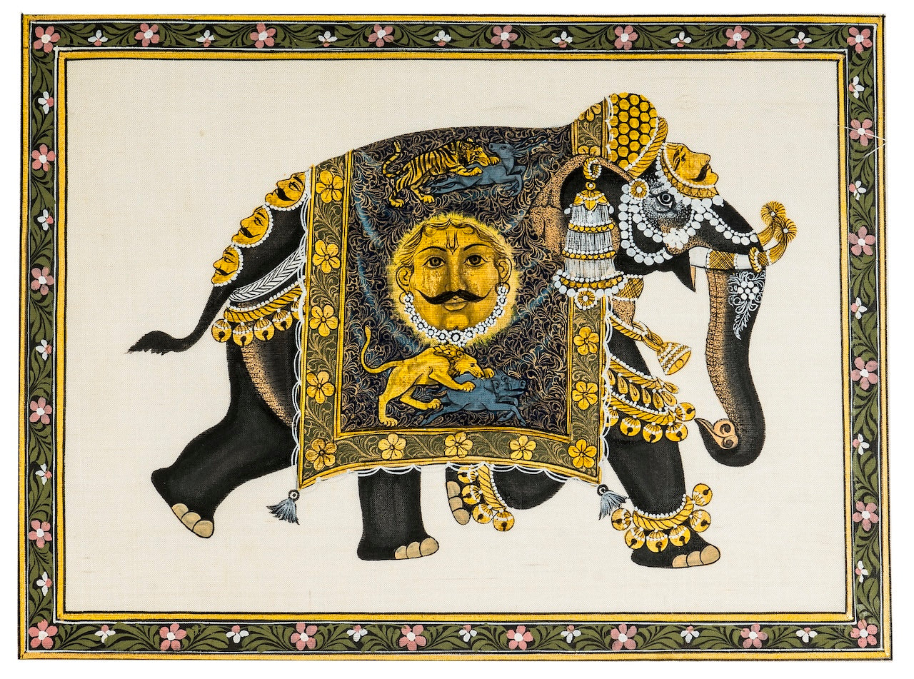 Royal Elephant Hand-Painted Miniature Artwork