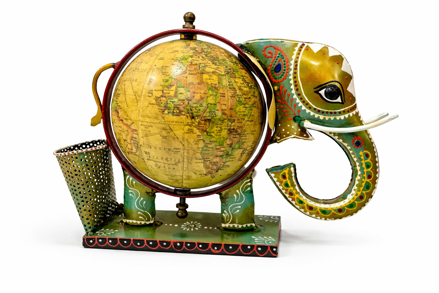 ELEPHANT GLOBE WITH PEN STAND