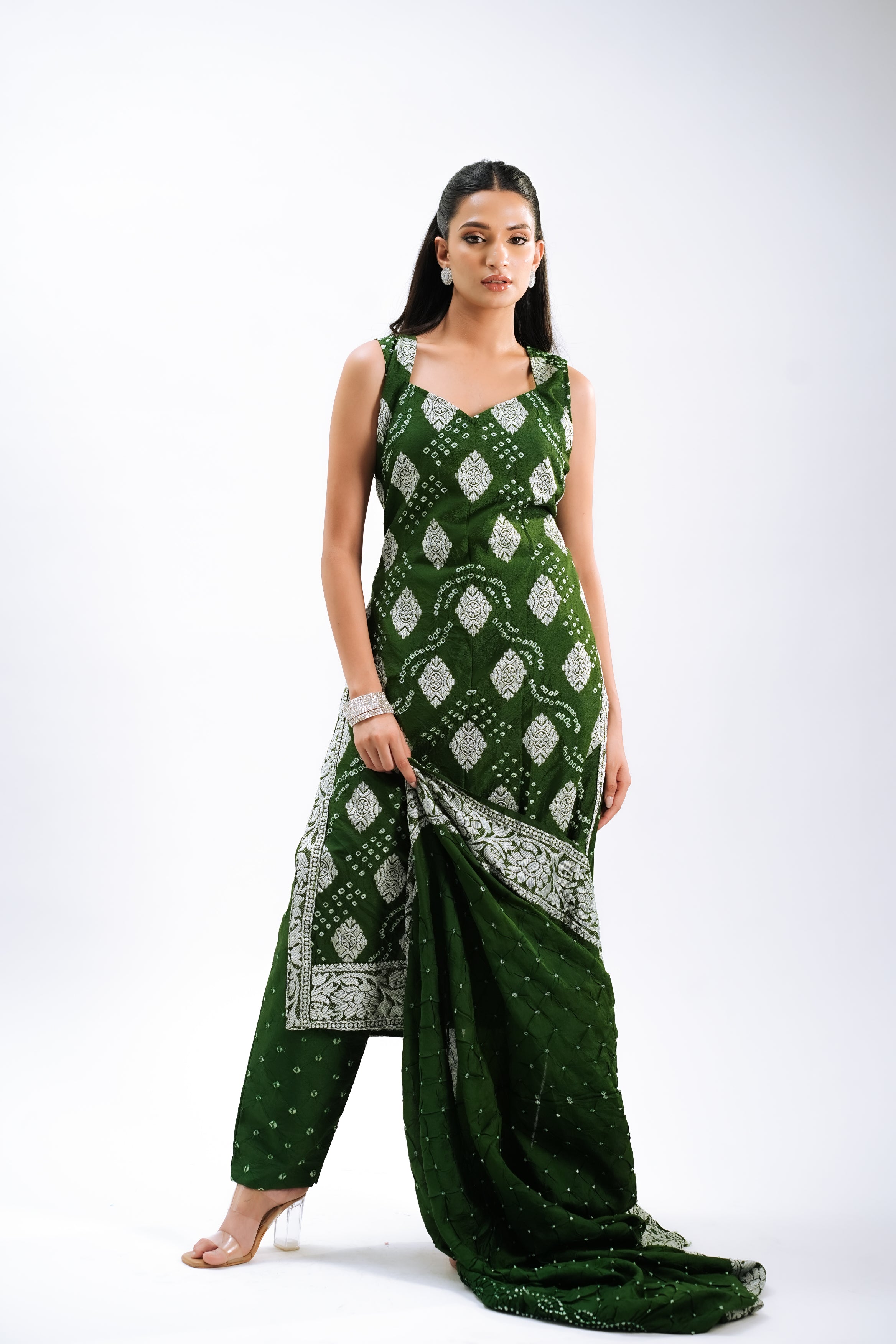 Emerald Bandhani Grace Set