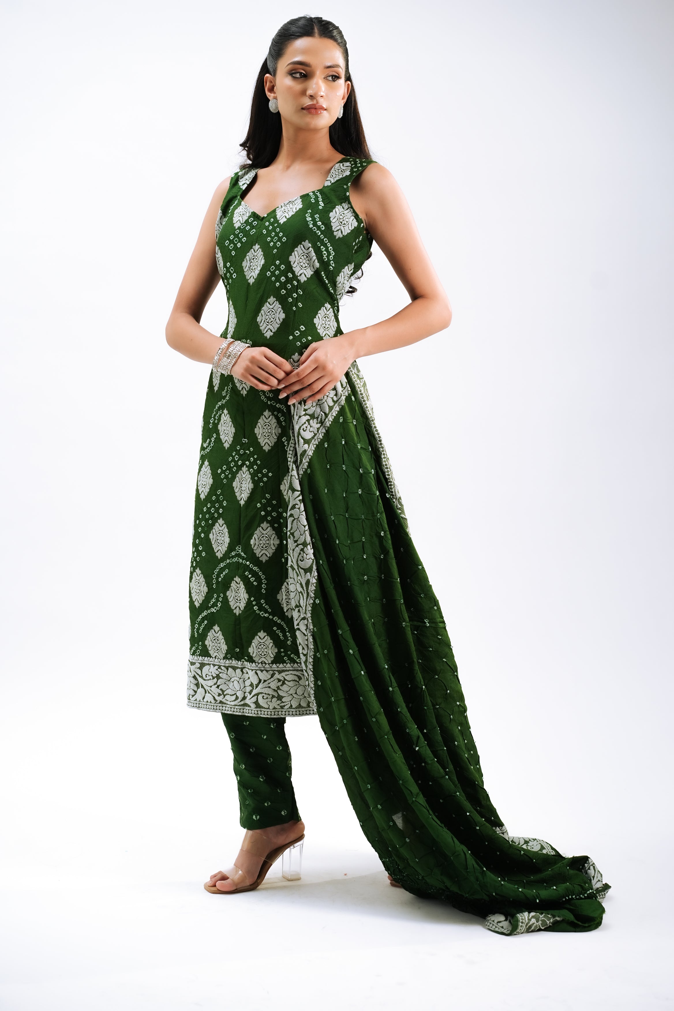 Emerald Bandhani Grace Set