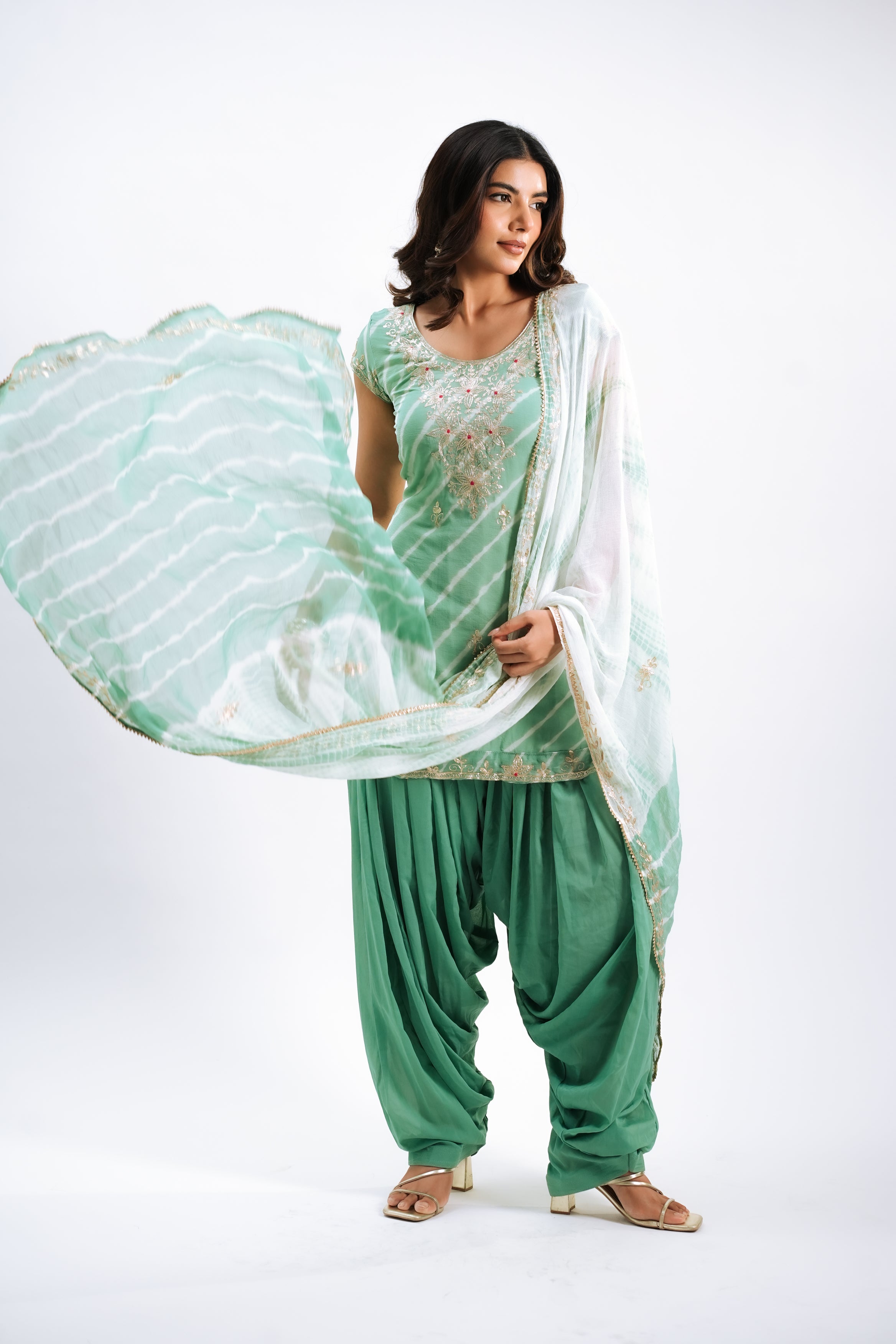Mint Silk Leheriya Set