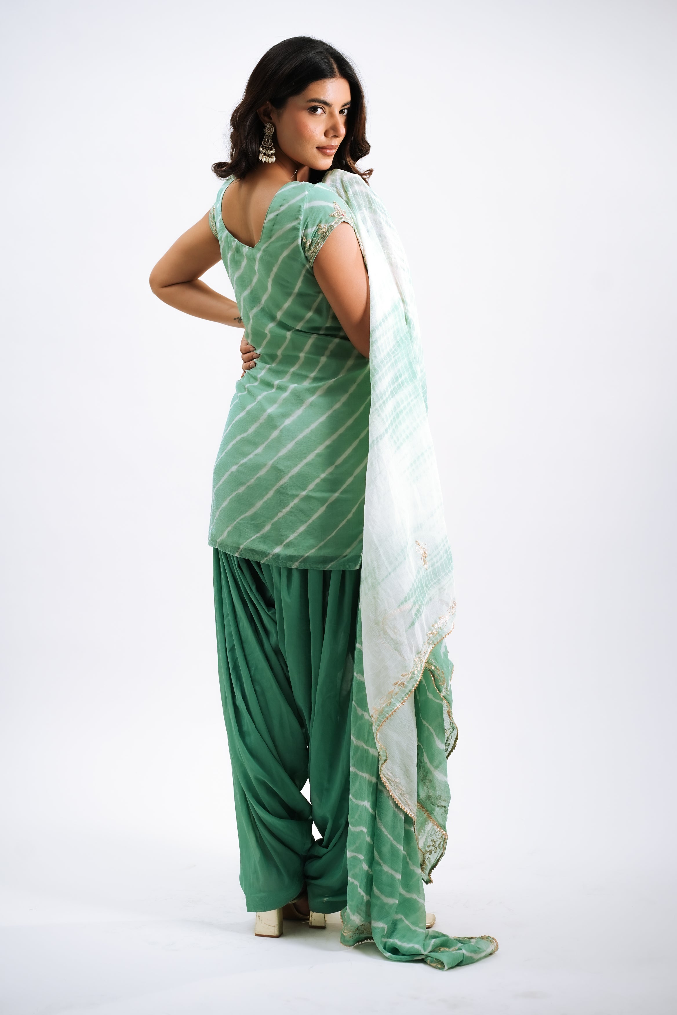 Mint Silk Leheriya Set