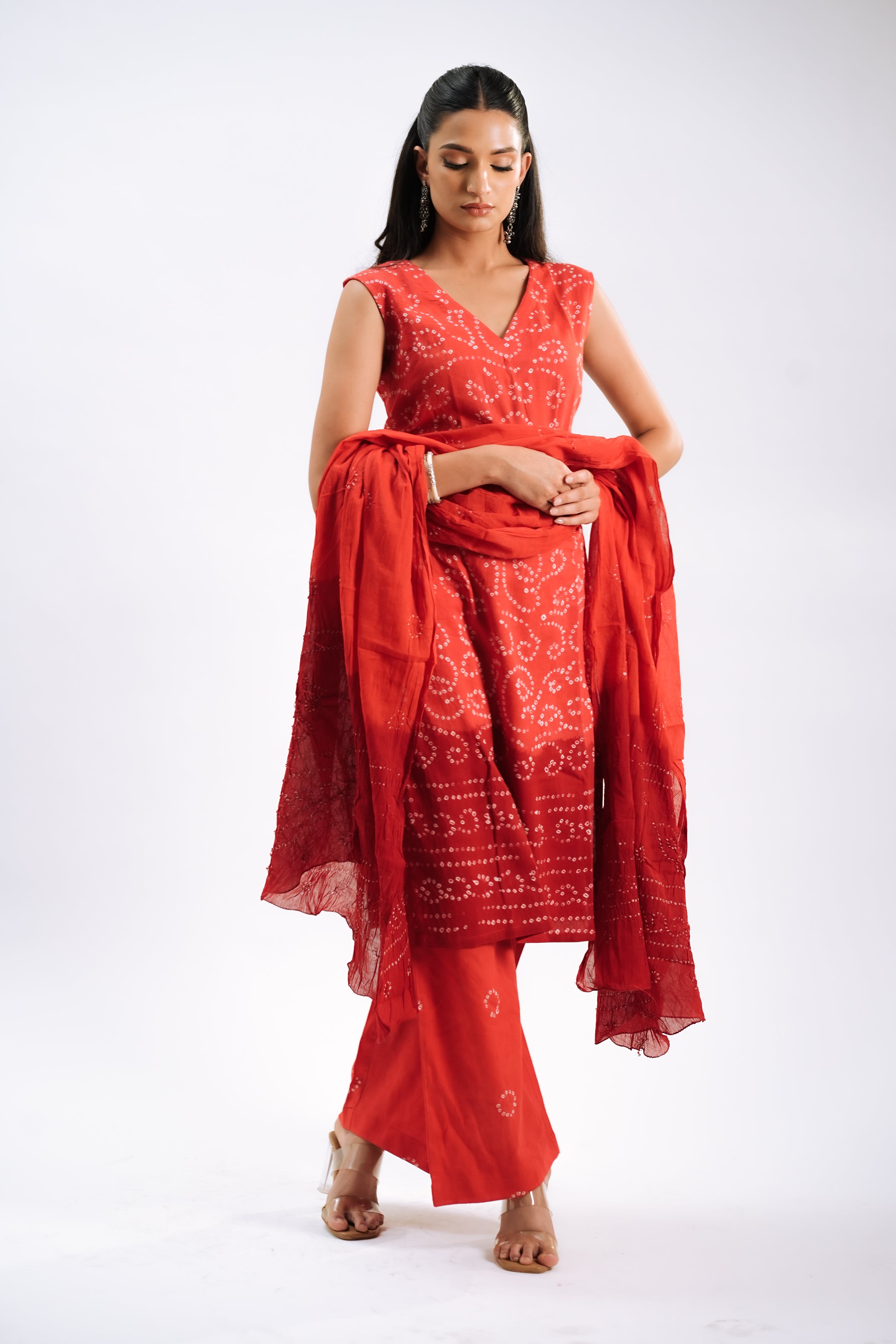 Crimson Bandhani Classic Set