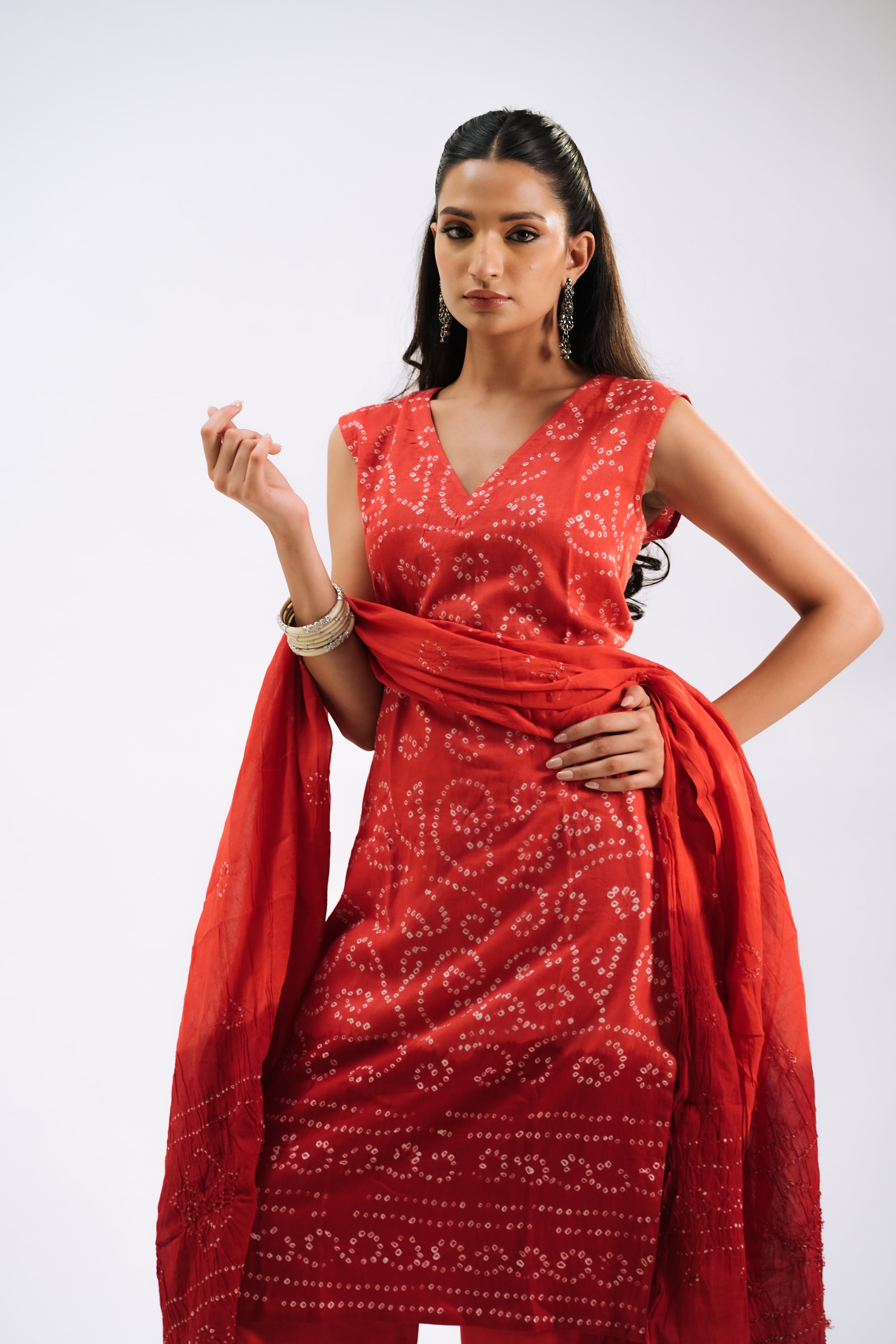 Crimson Bandhani Classic Set
