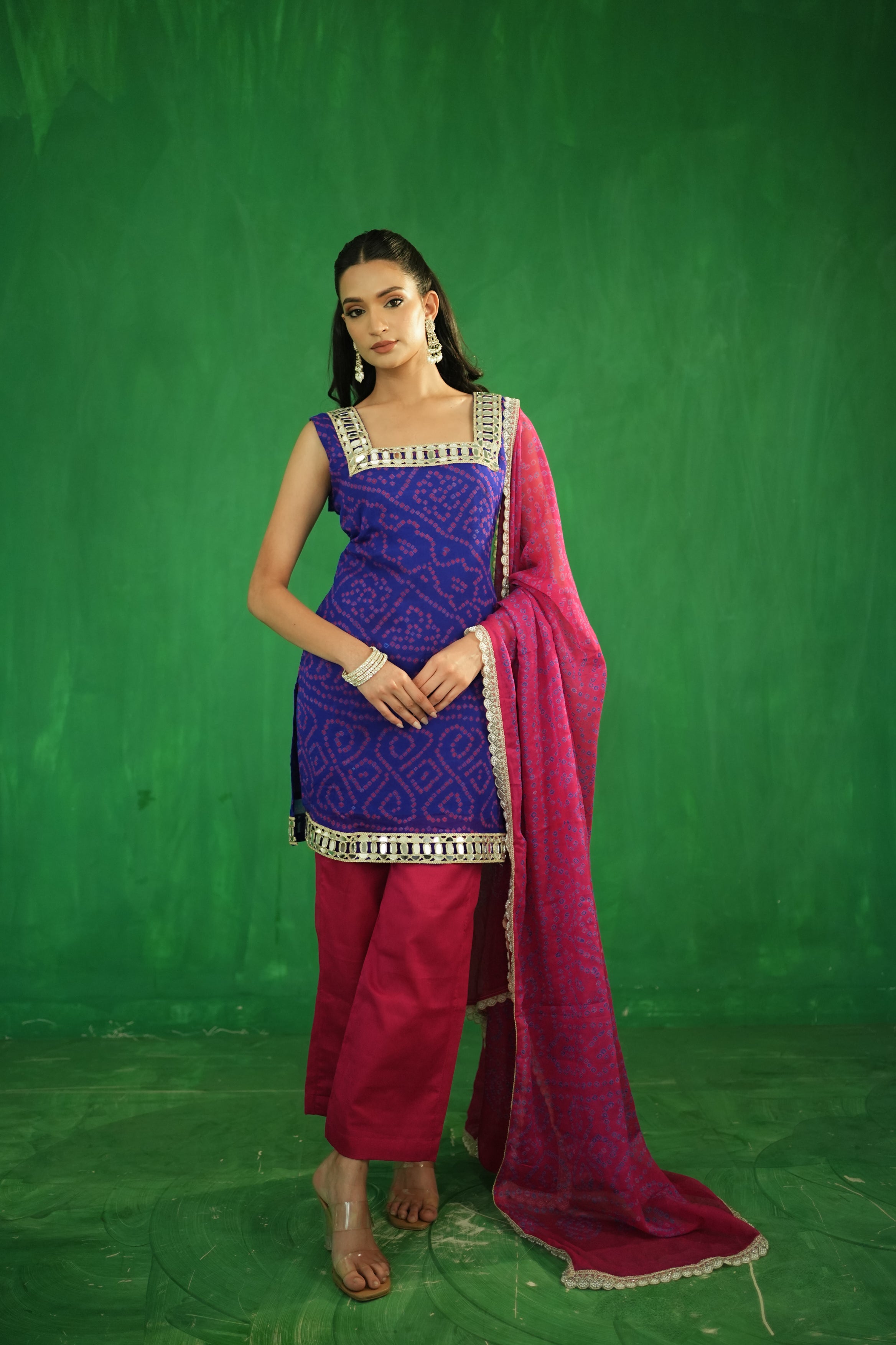 Bandhani Set in Pure Crepe Silk