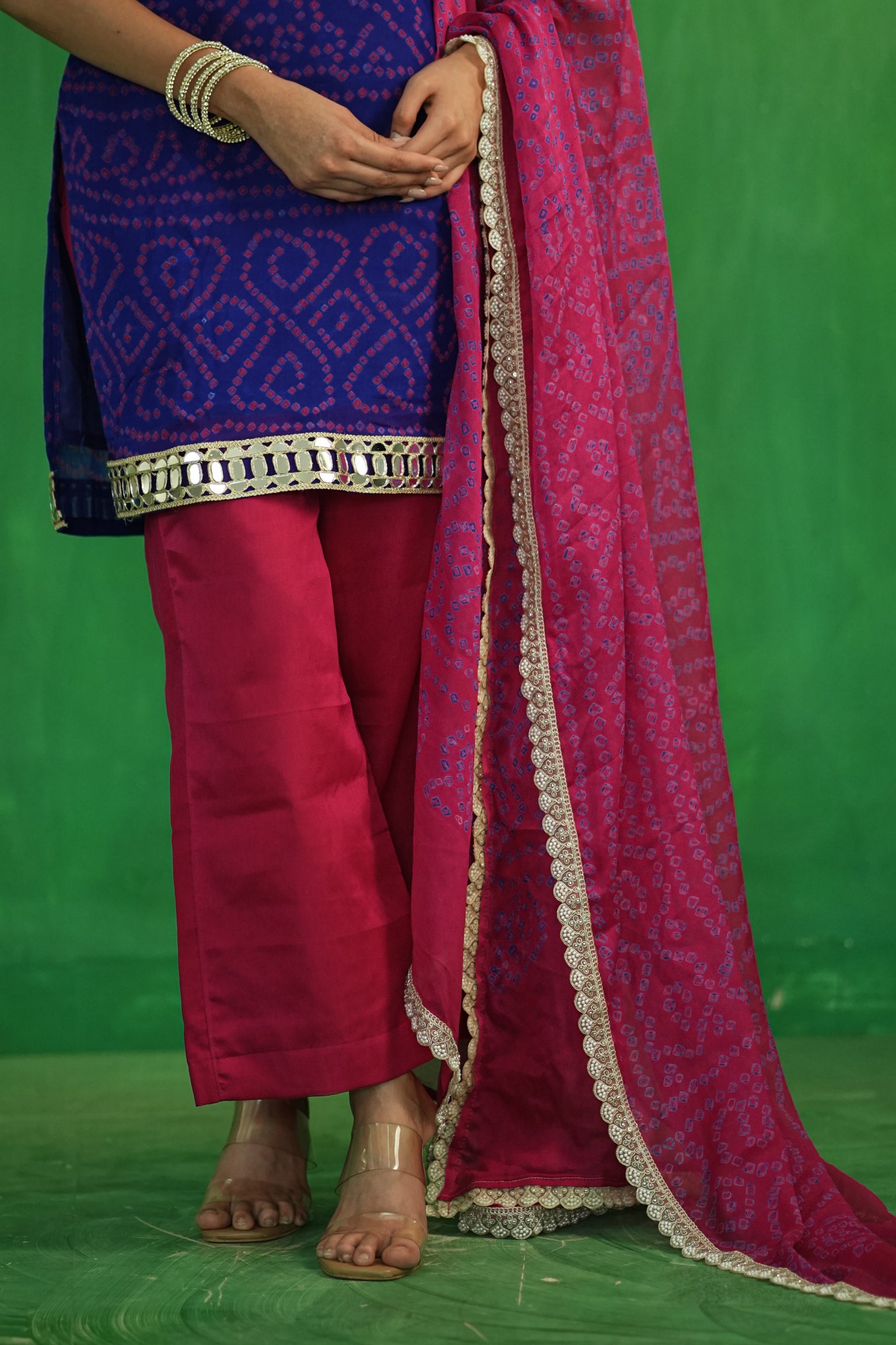 Bandhani Set in Pure Crepe Silk