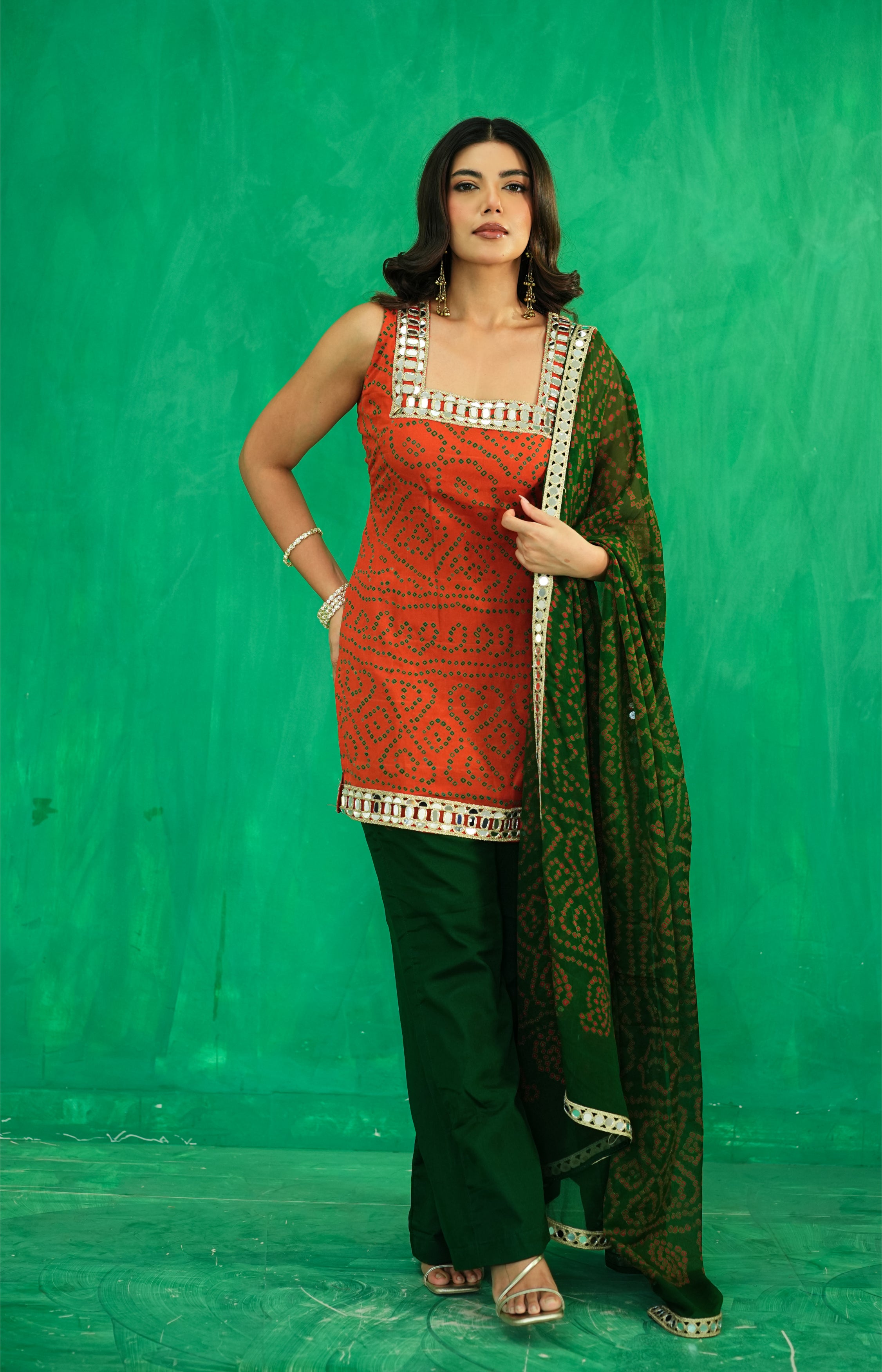 Bandhani Set in Pure Crepe Silk