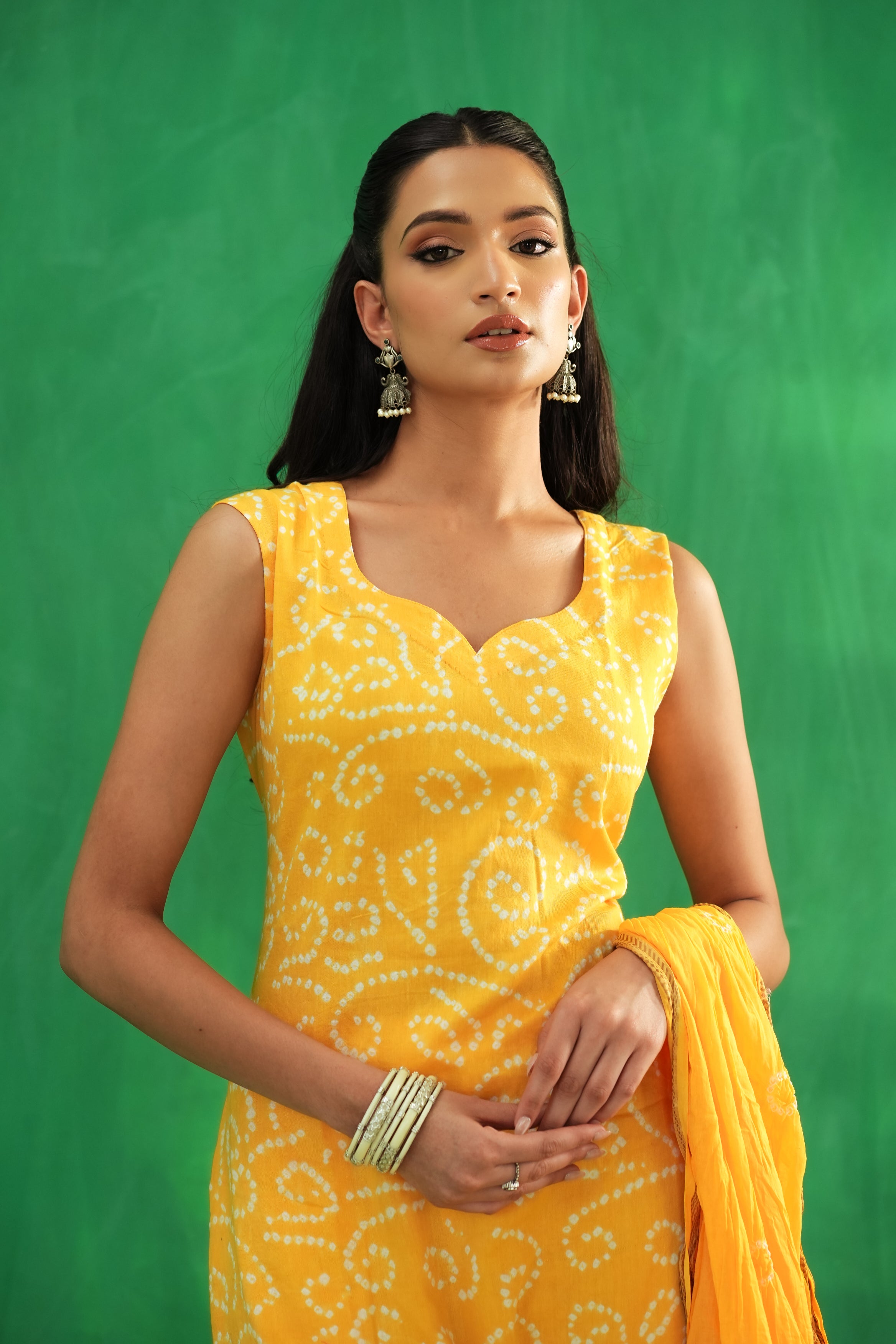 Saffron Bandhani Classic Set