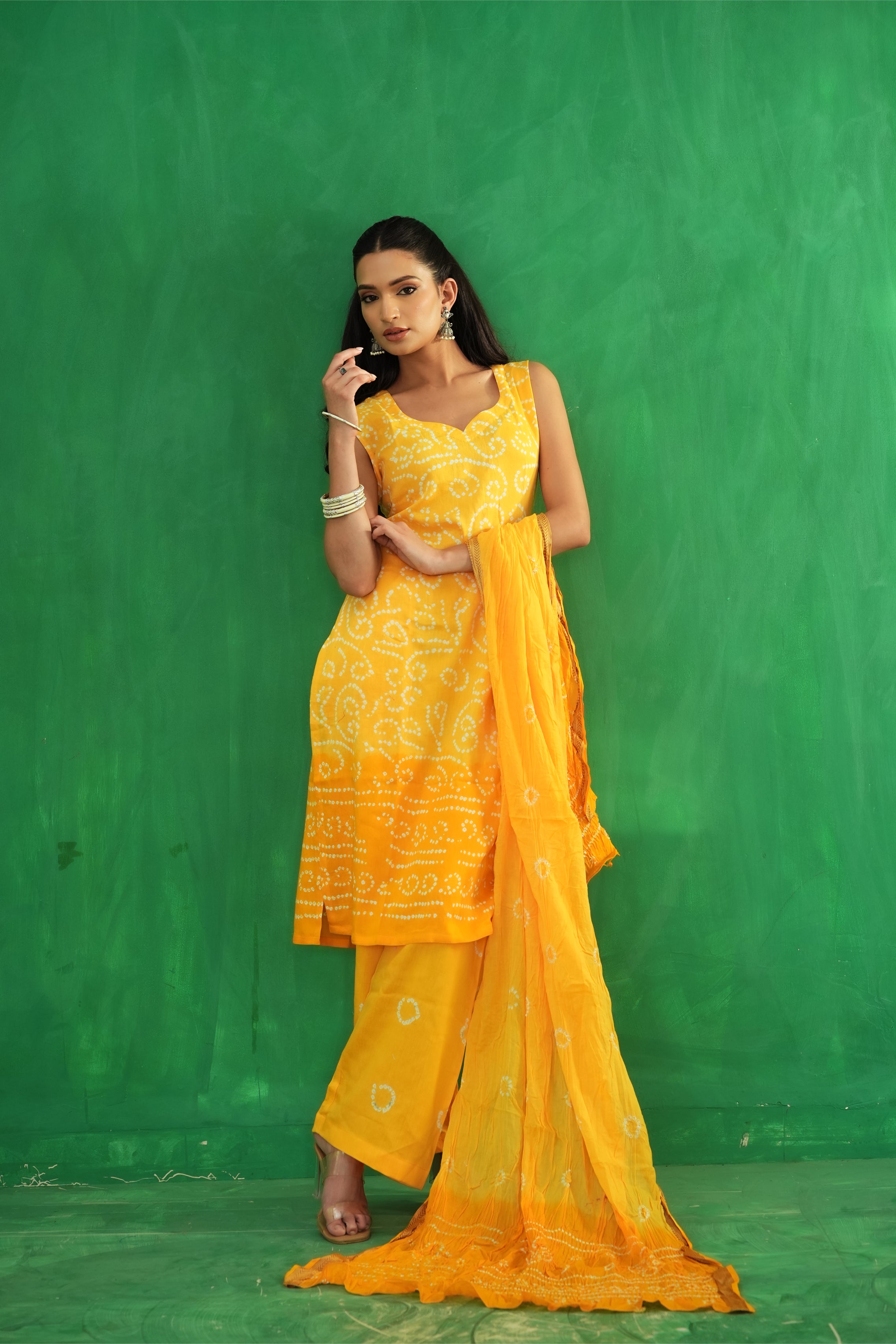 Saffron Bandhani Classic Set