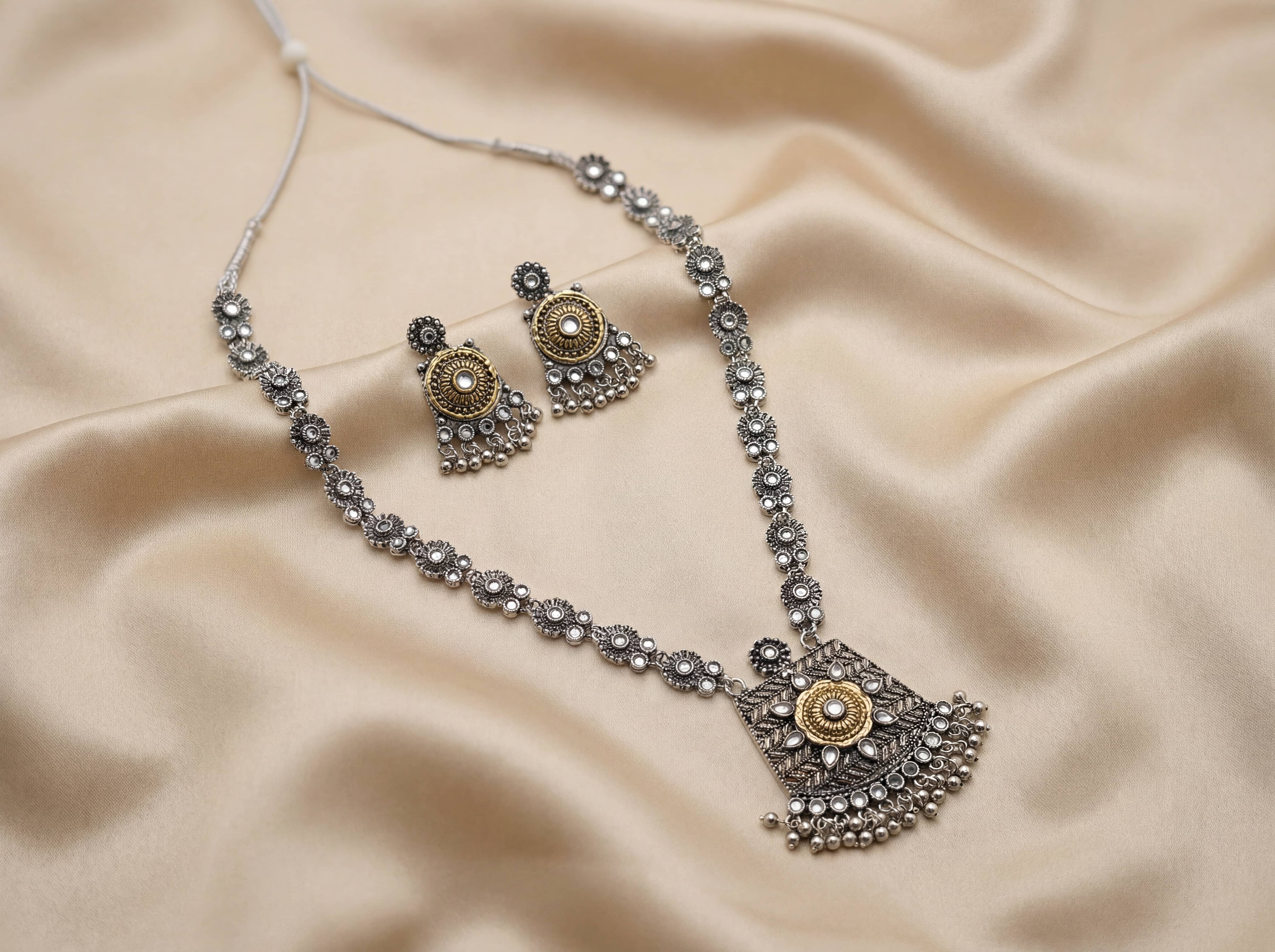 Oxidised Pendant Necklace Set