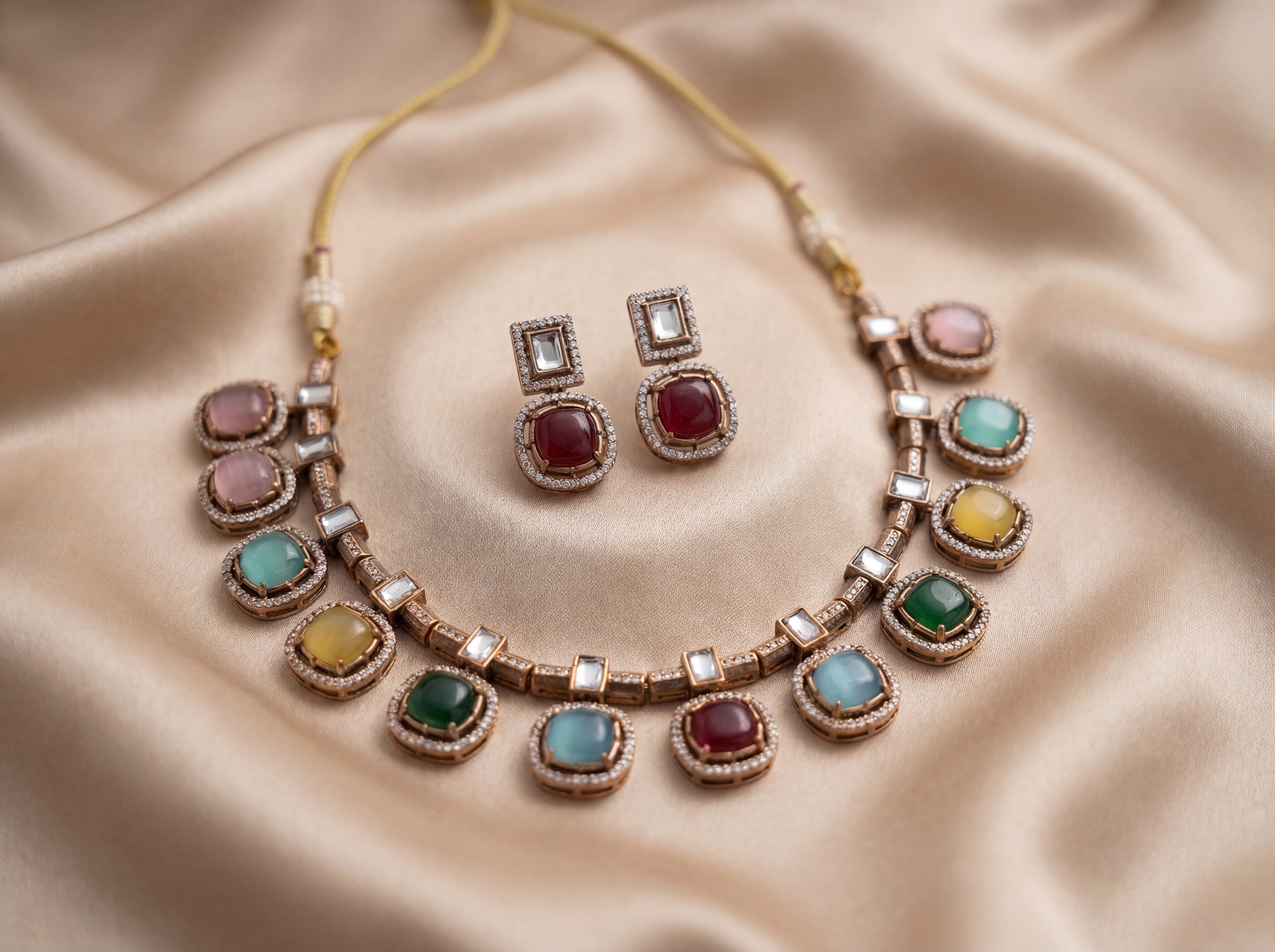 Multicolor Gemstone Necklace Set