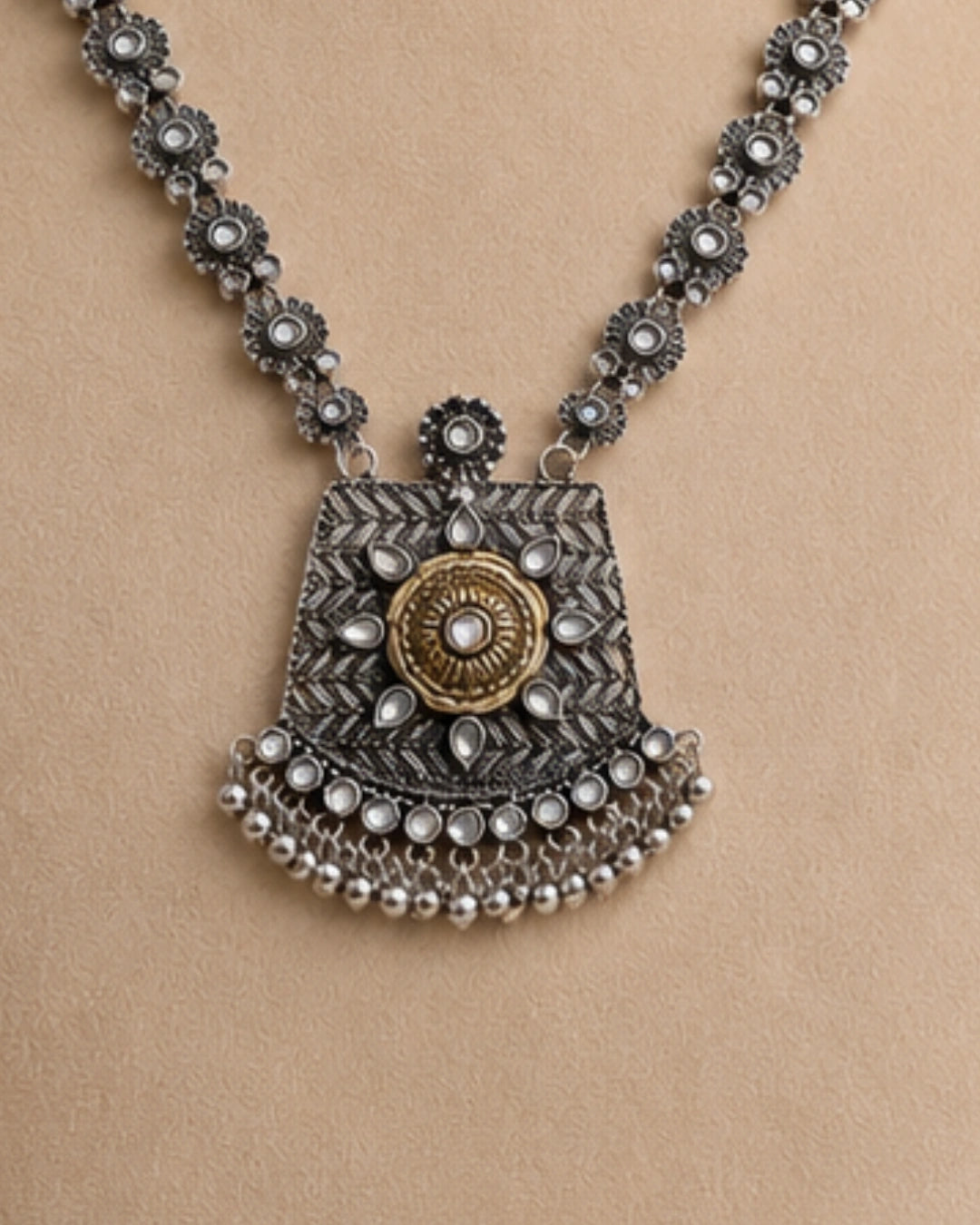 Oxidised Pendant Necklace Set