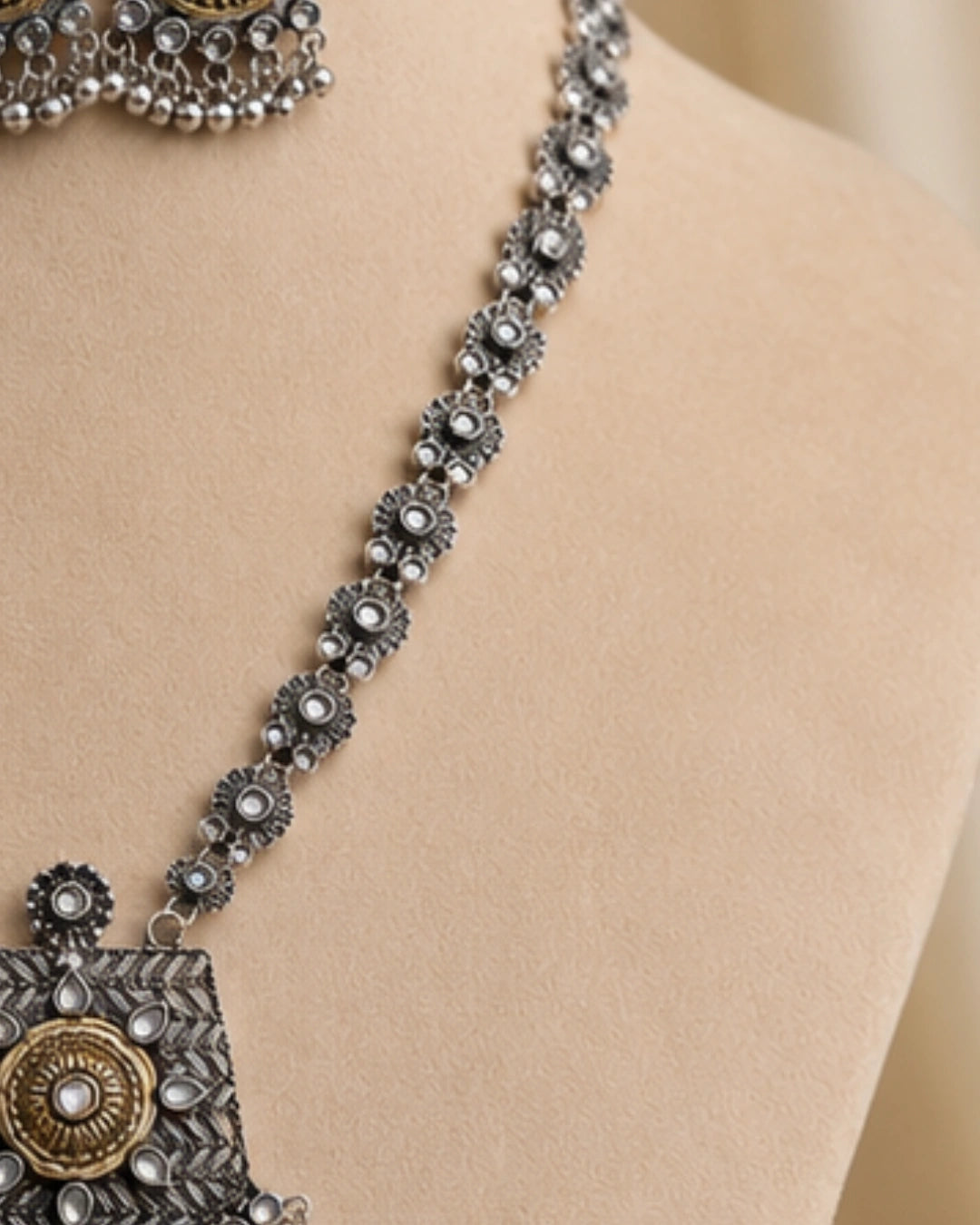 Oxidised Pendant Necklace Set