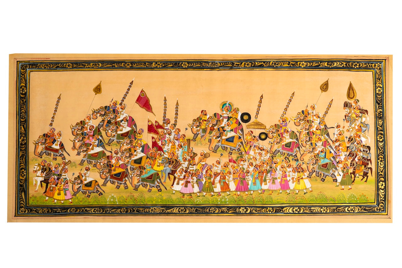 Royal Celebration Procession Large Miniature Cloth Painting