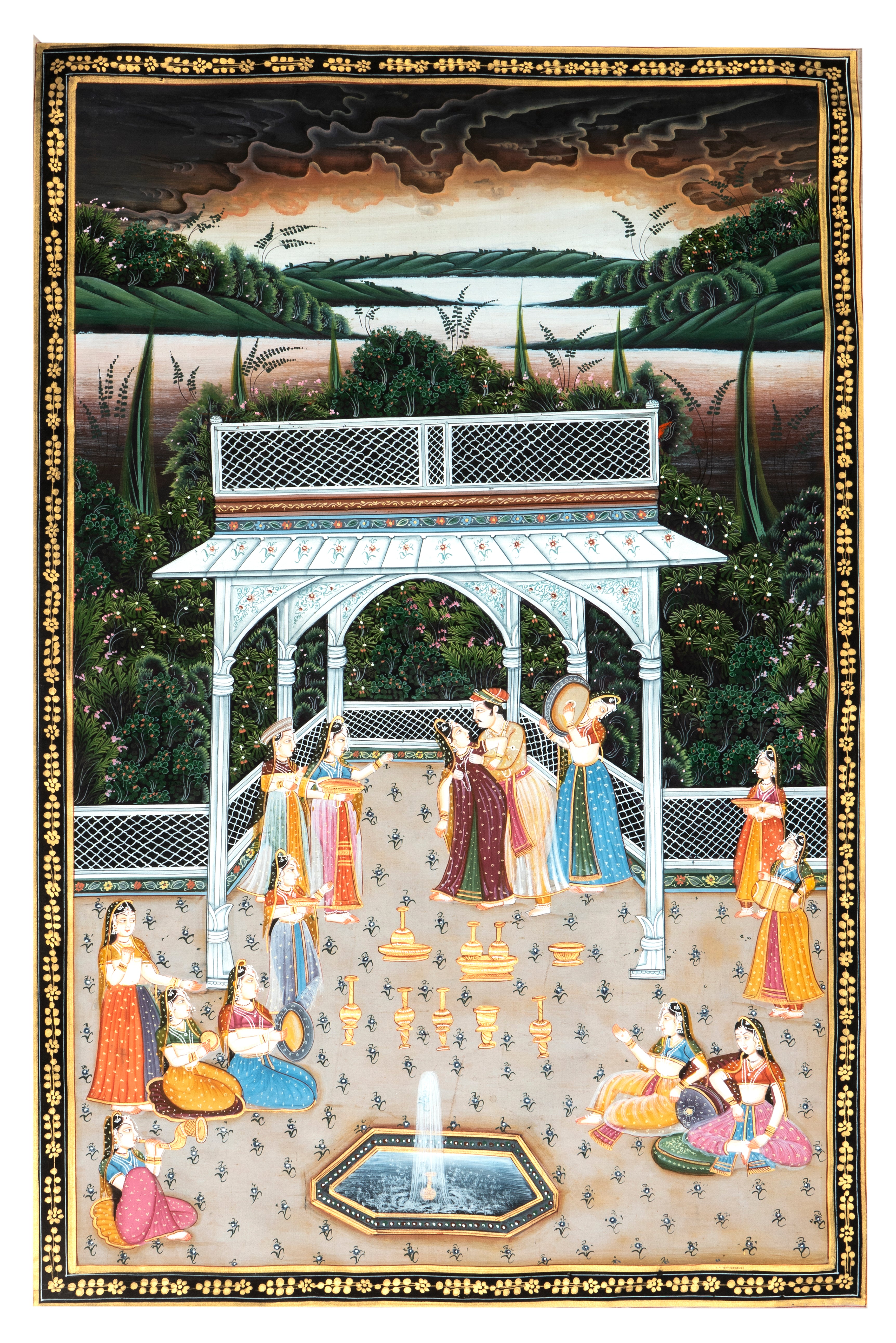 Royal Palace Court Celebration Miniature Cloth Painting