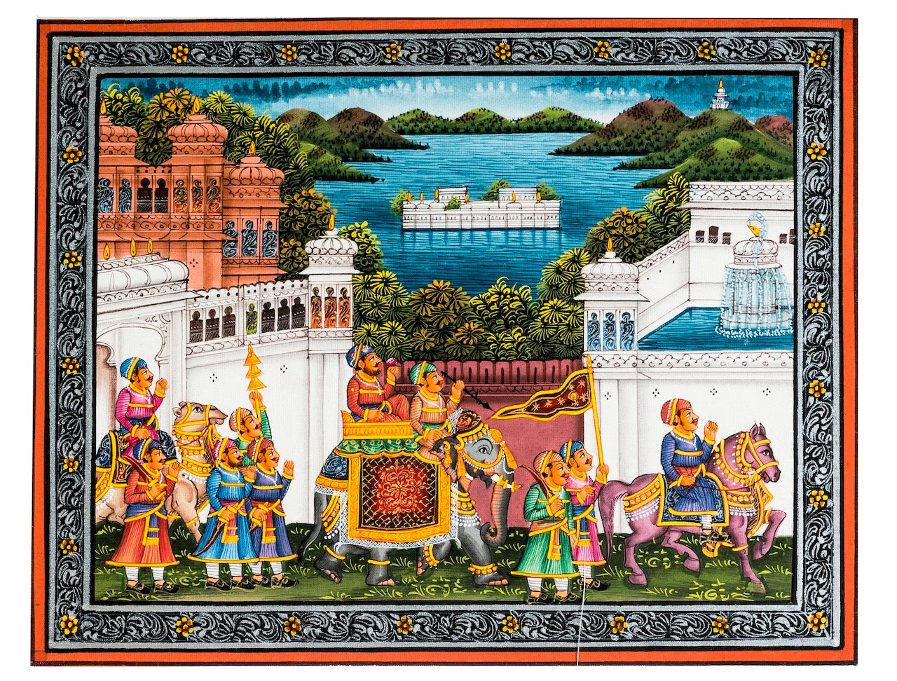 Royal Palace Gate Procession Miniature Cloth Painting