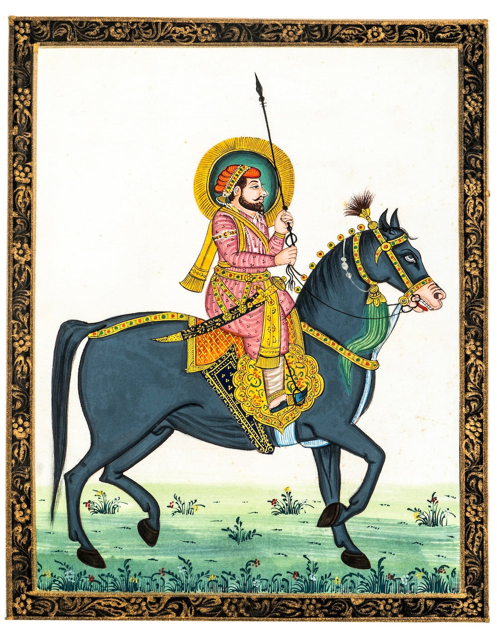 Royal Horse Rider Portrait – Miniature Cloth Painting
