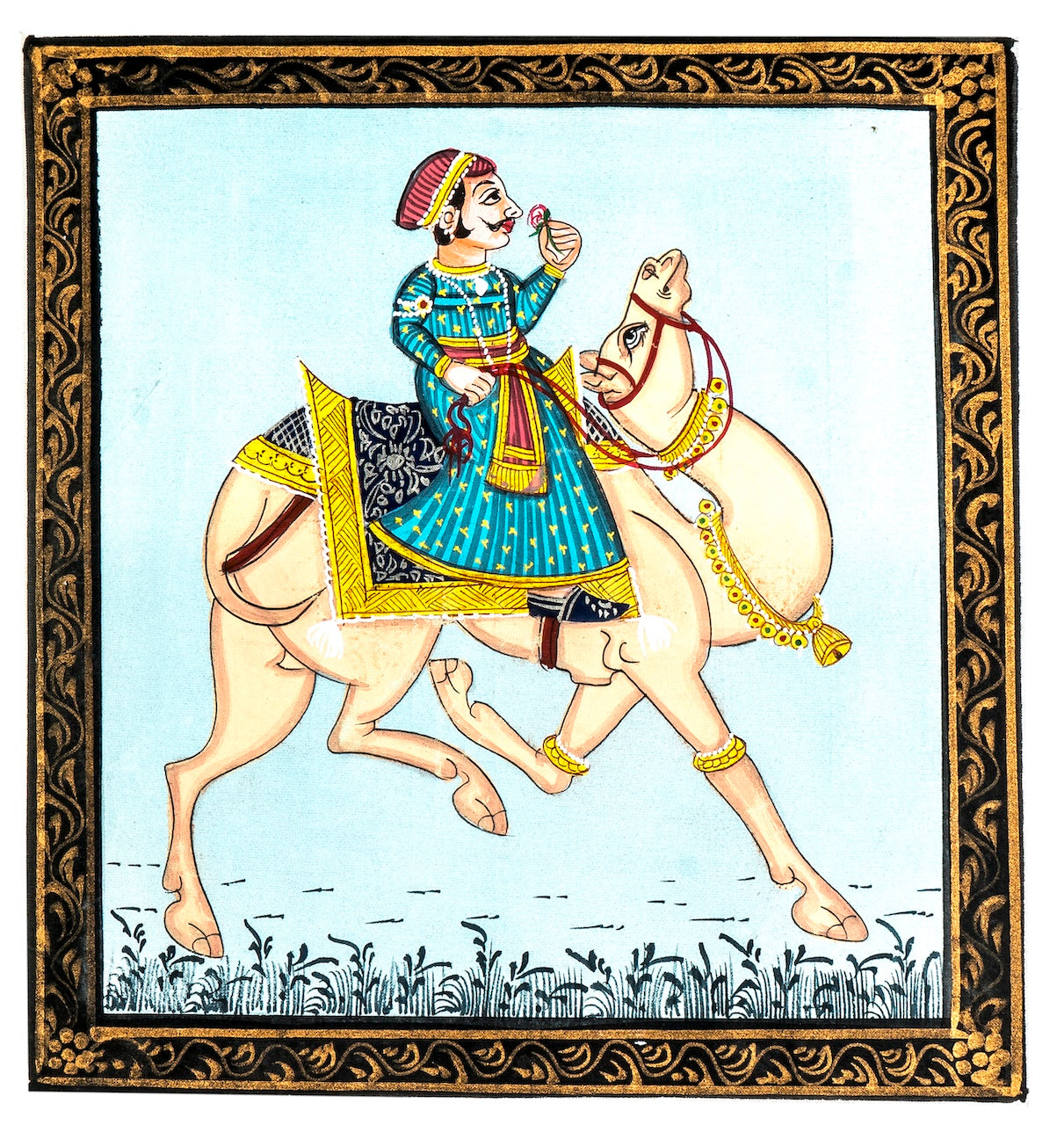 Royal Camel Rider Miniature Cloth Painting