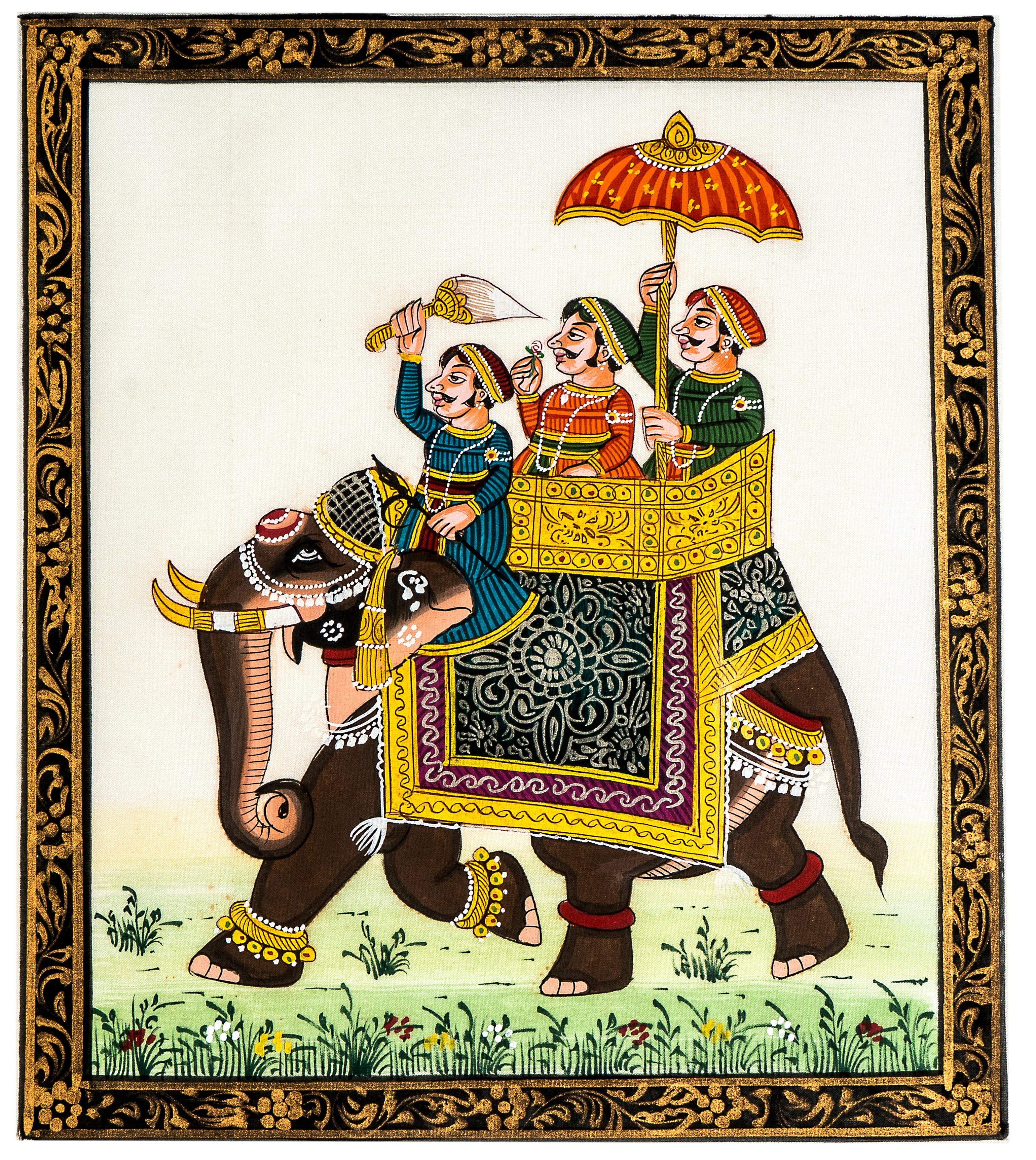 Royal Elephant Ride Procession Miniature Cloth Painting 1