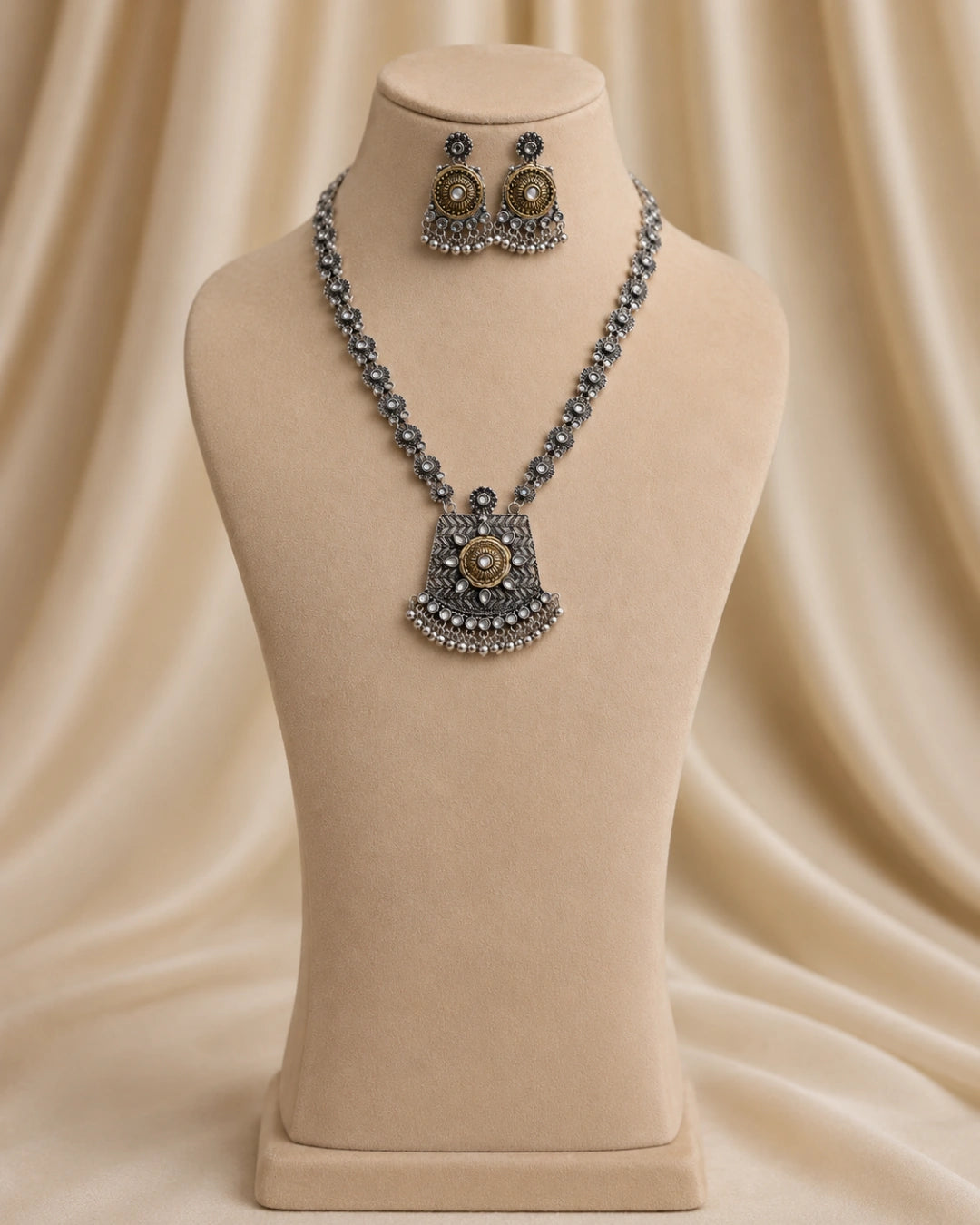 Oxidised Pendant Necklace Set