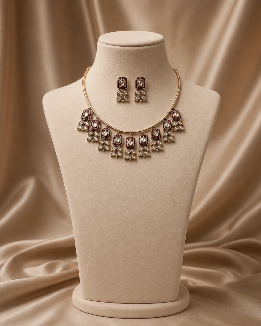 Stone Choker Necklace Set