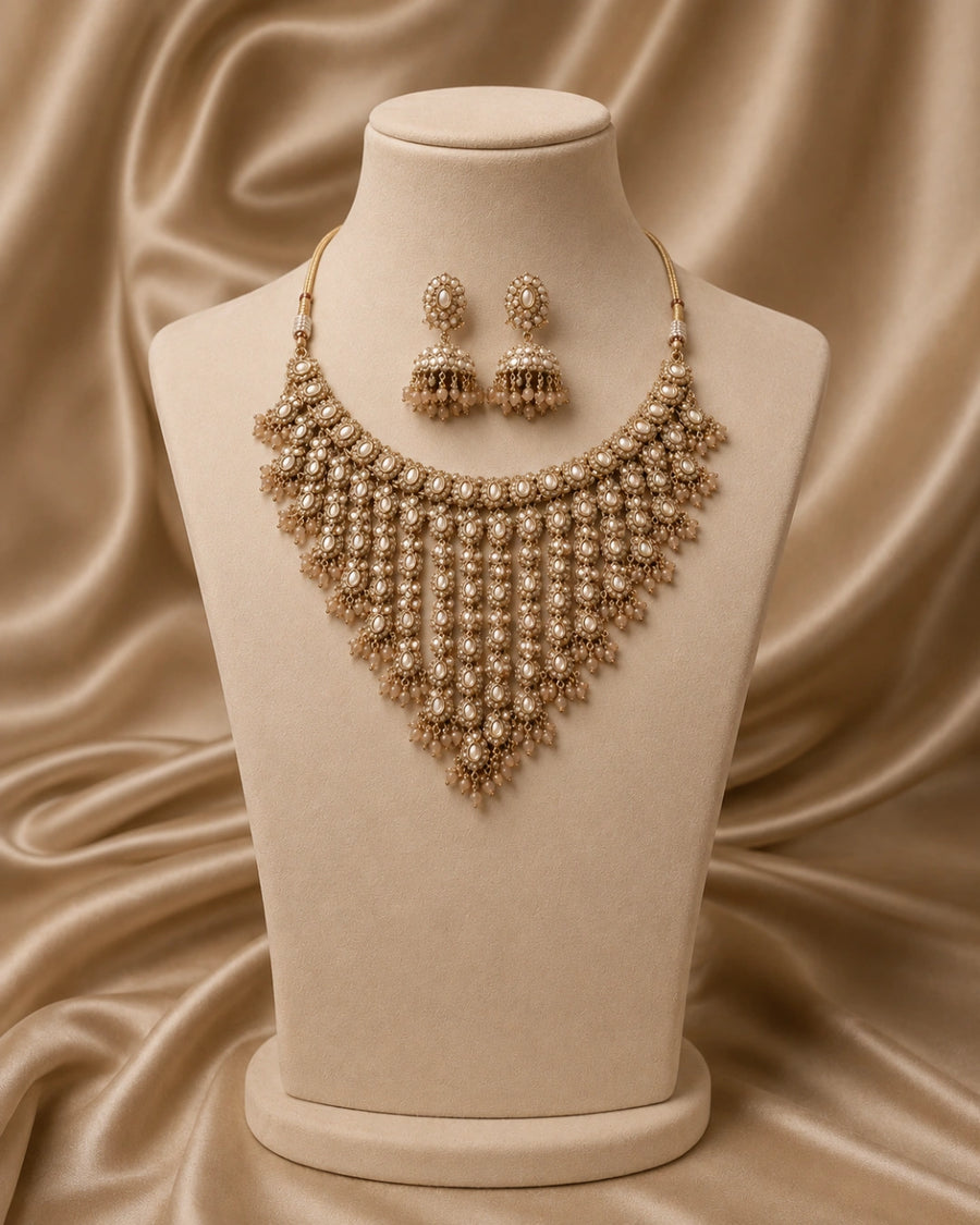 Gold Stone Necklace Set