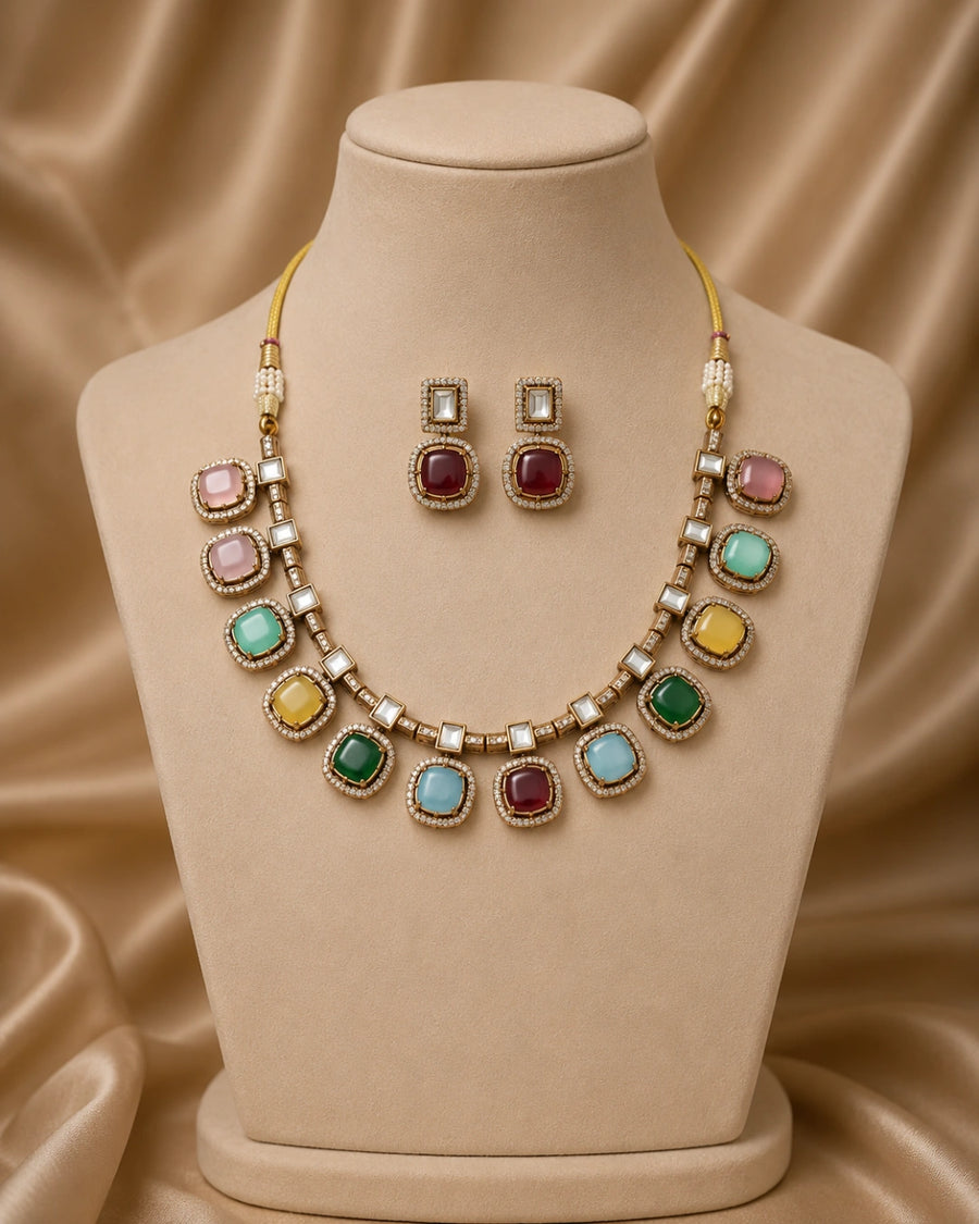 Multicolor Gemstone Necklace Set