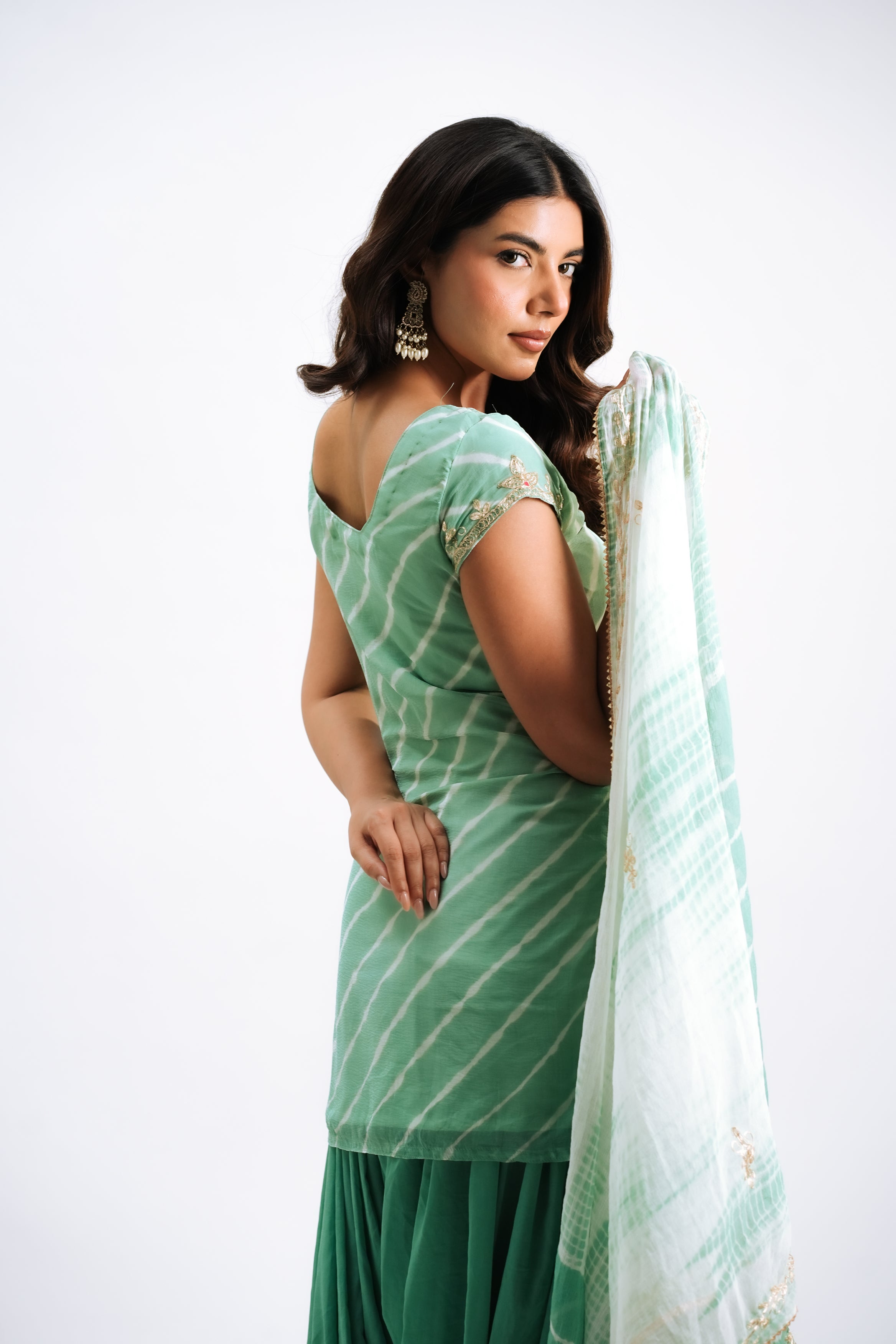 Mint Silk Leheriya Set