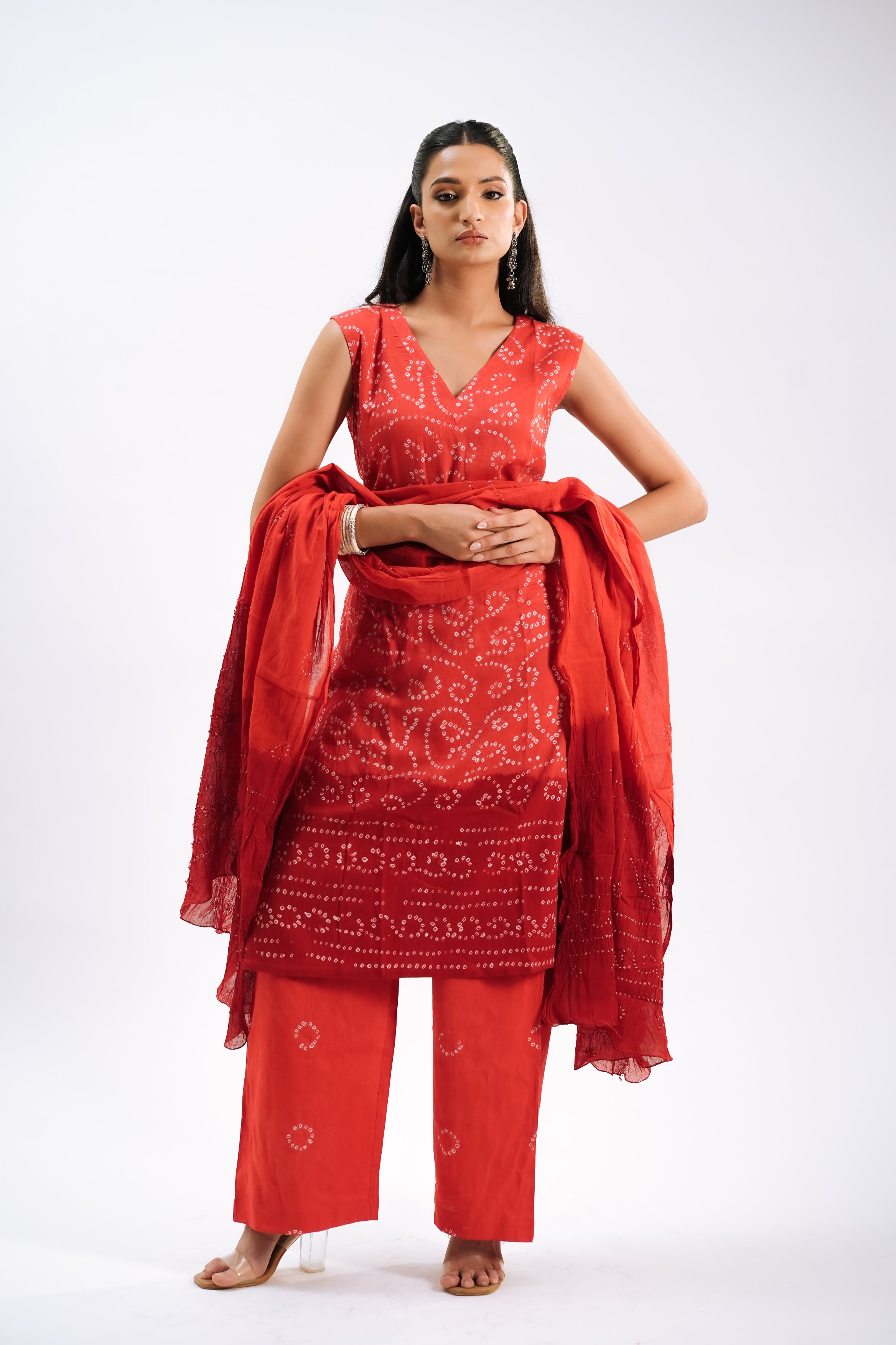 Crimson Bandhani Classic Set