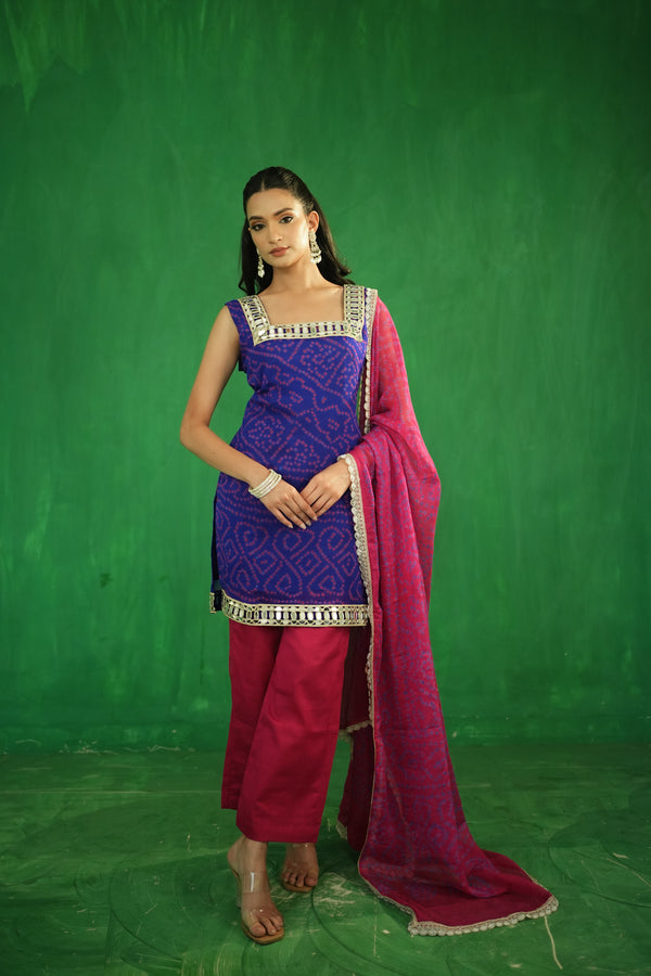 Bandhani Set in Pure Crepe Silk