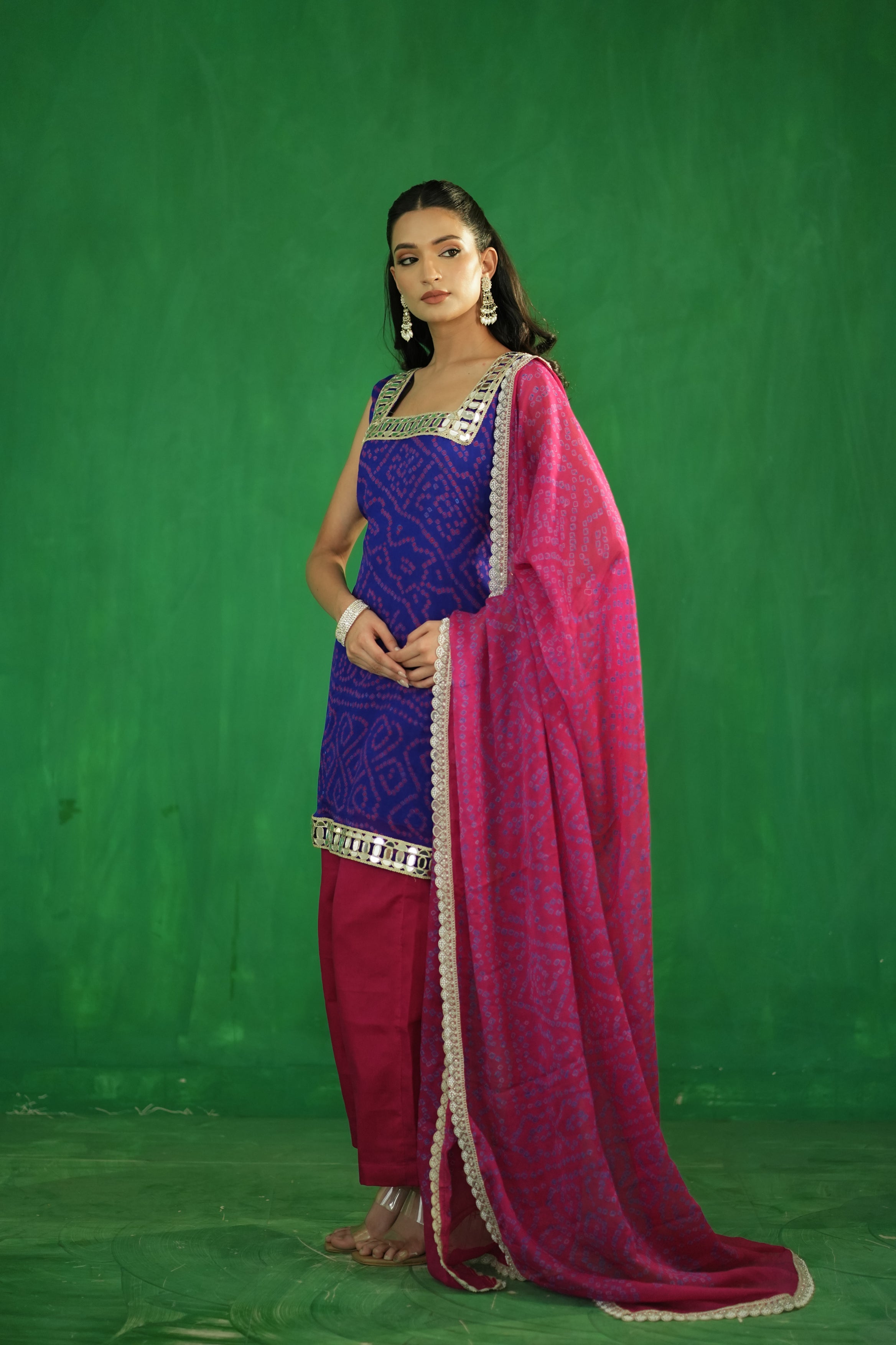 Bandhani Set in Pure Crepe Silk