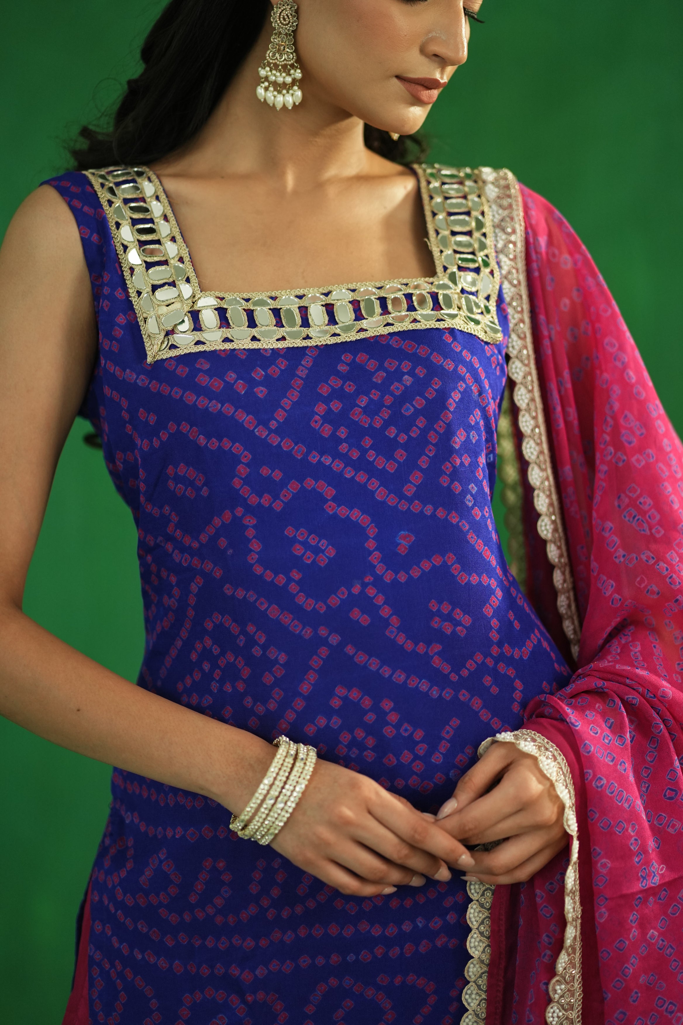 Bandhani Set in Pure Crepe Silk