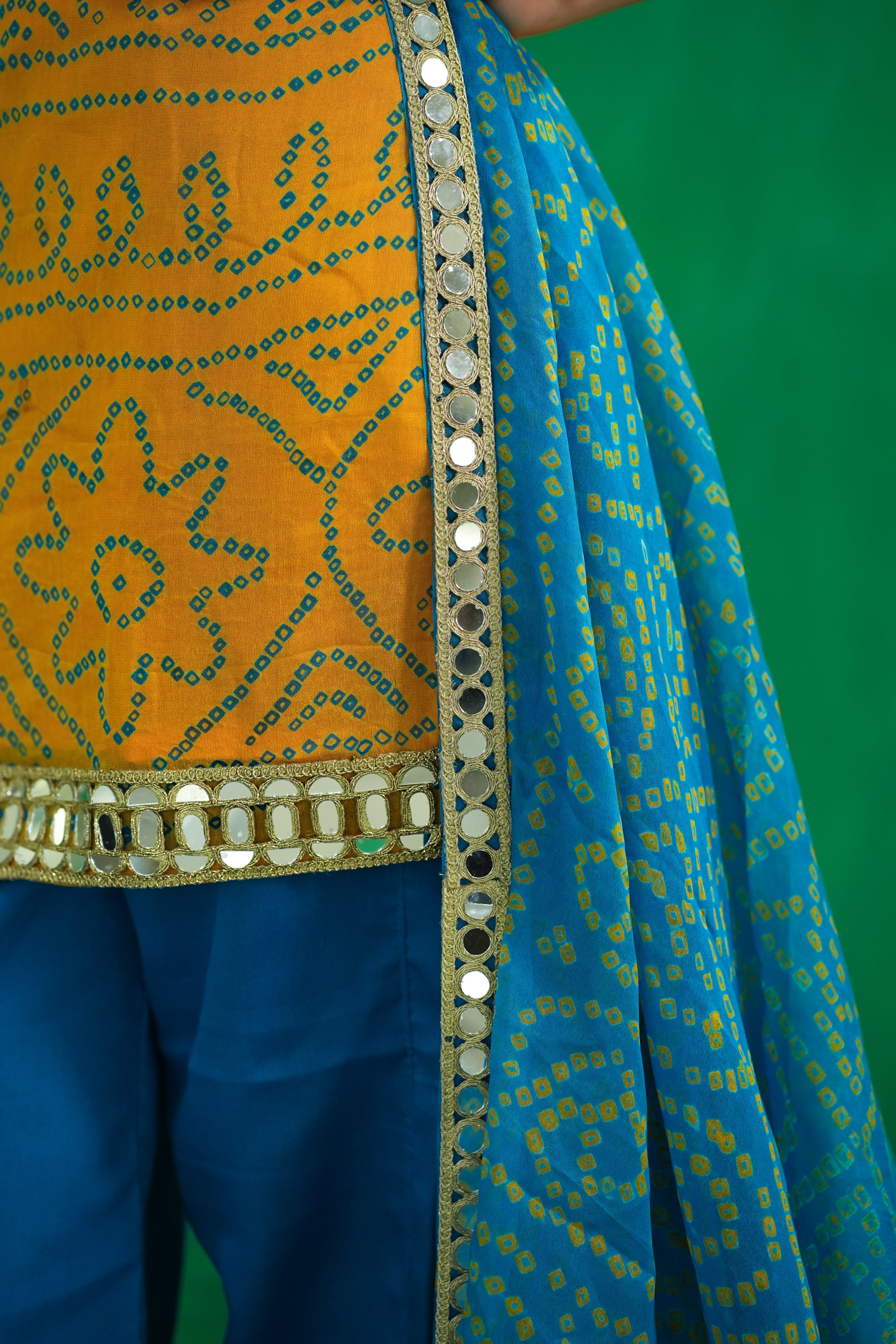 Crepe Silk Suit with Lace Detailing