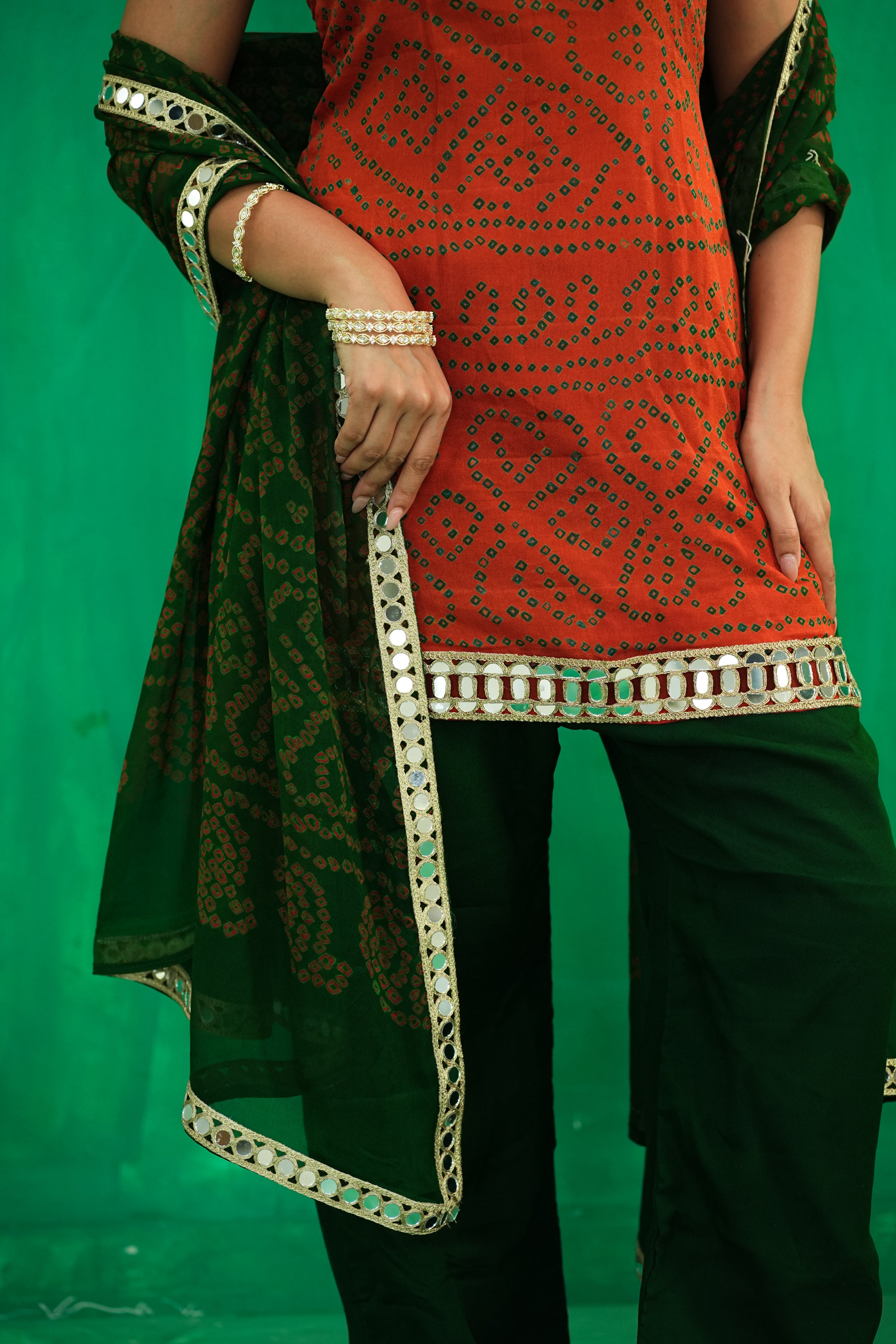 Bandhani Set in Pure Crepe Silk