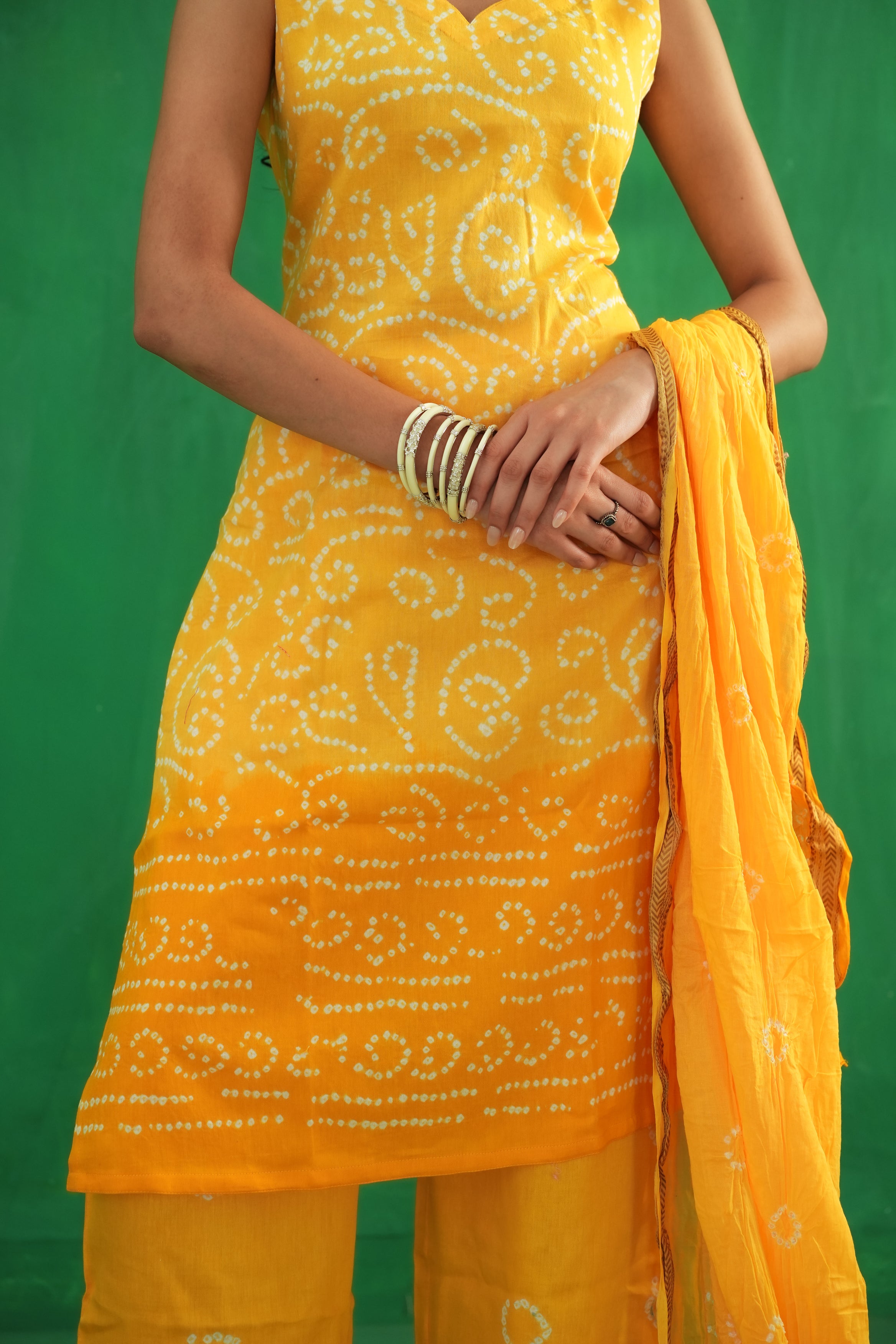 Saffron Bandhani Classic Set