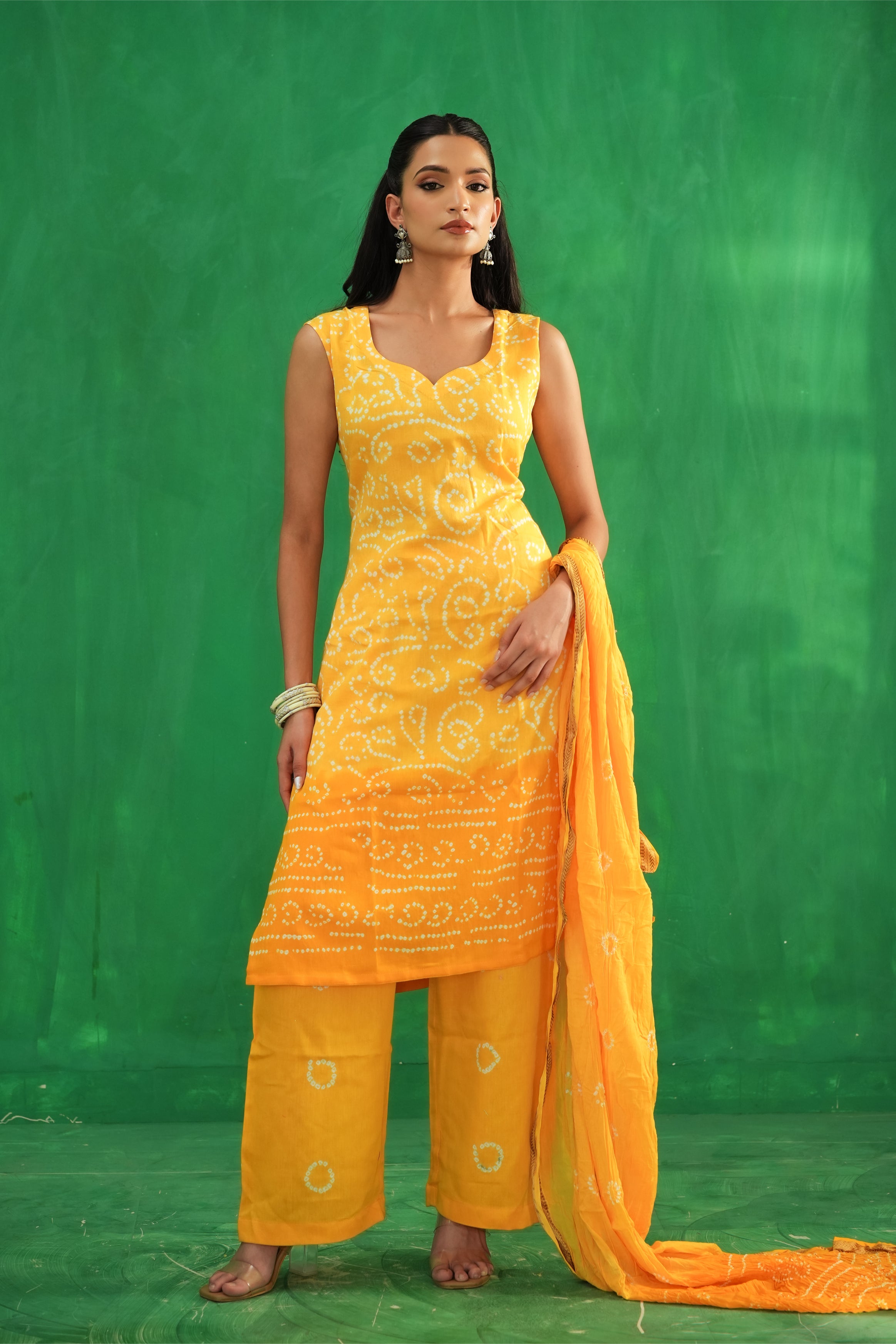 Saffron Bandhani Classic Set