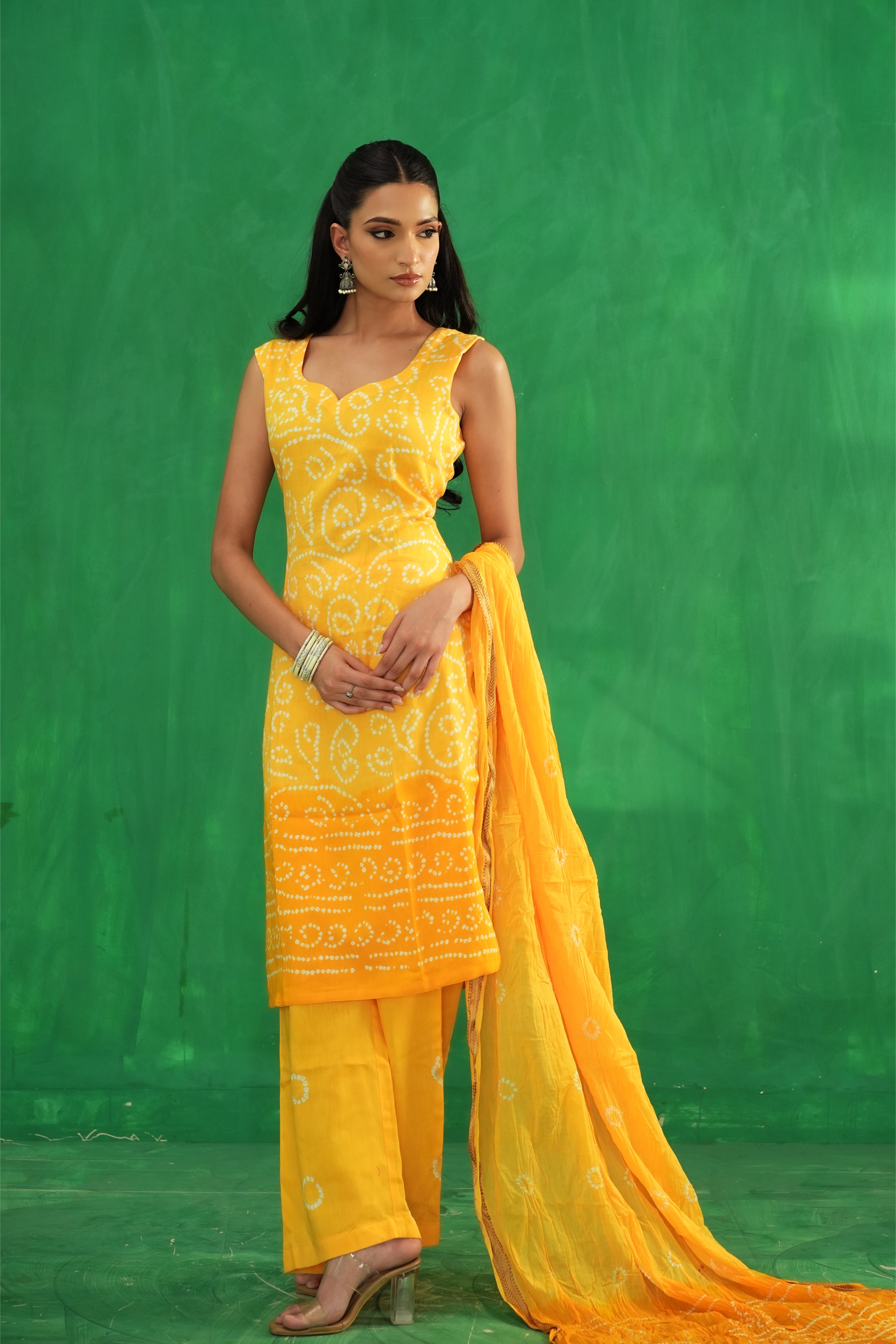 Saffron Bandhani Classic Set