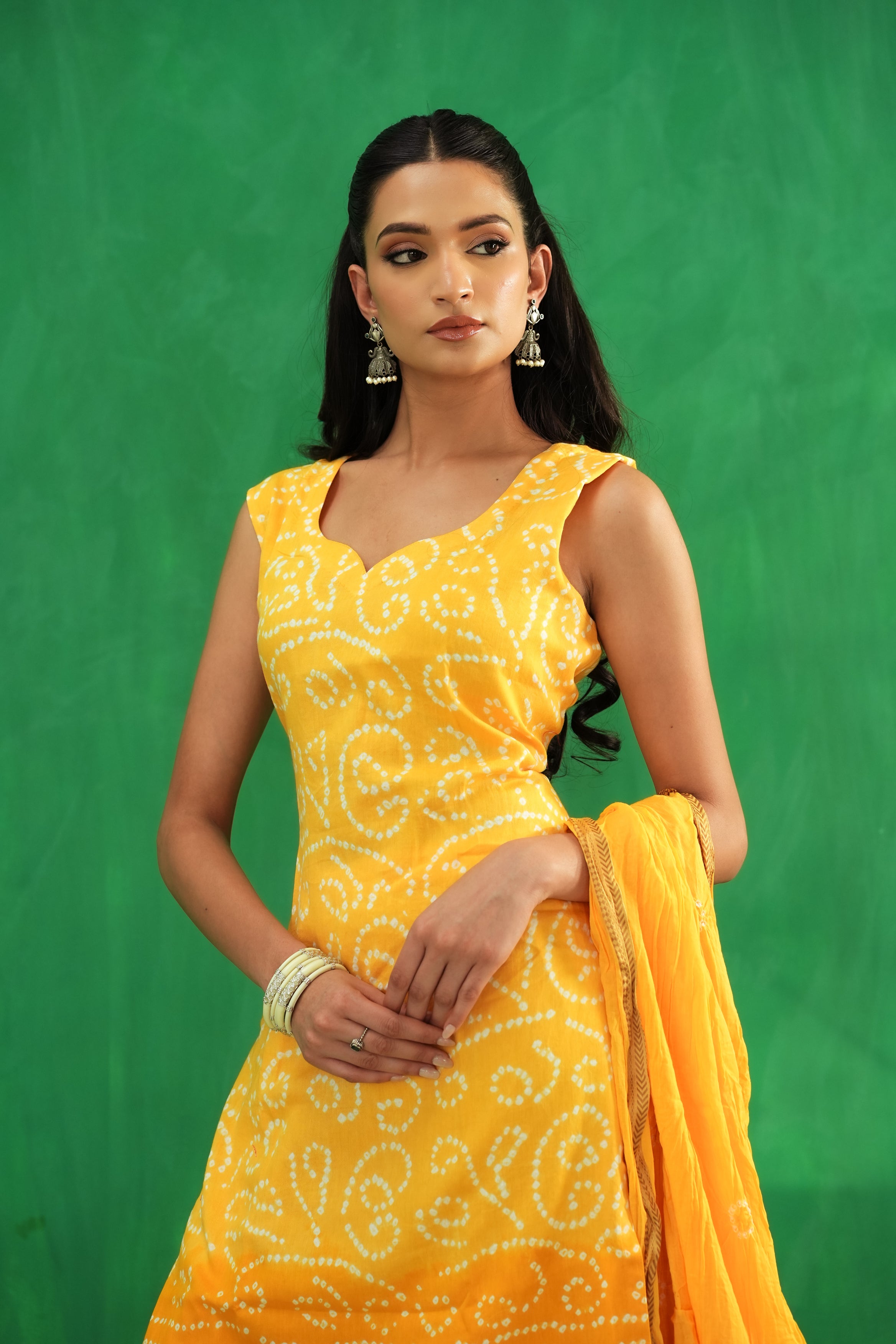 Saffron Bandhani Classic Set