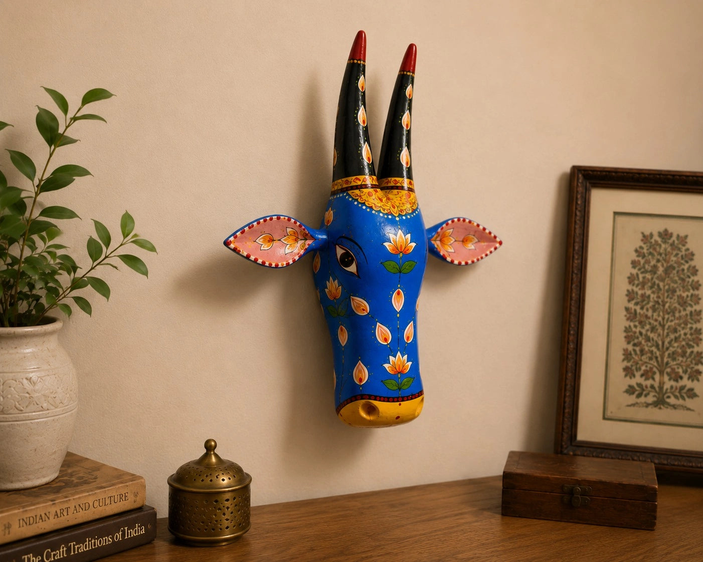 BLUE SACRED COW WALL ART
